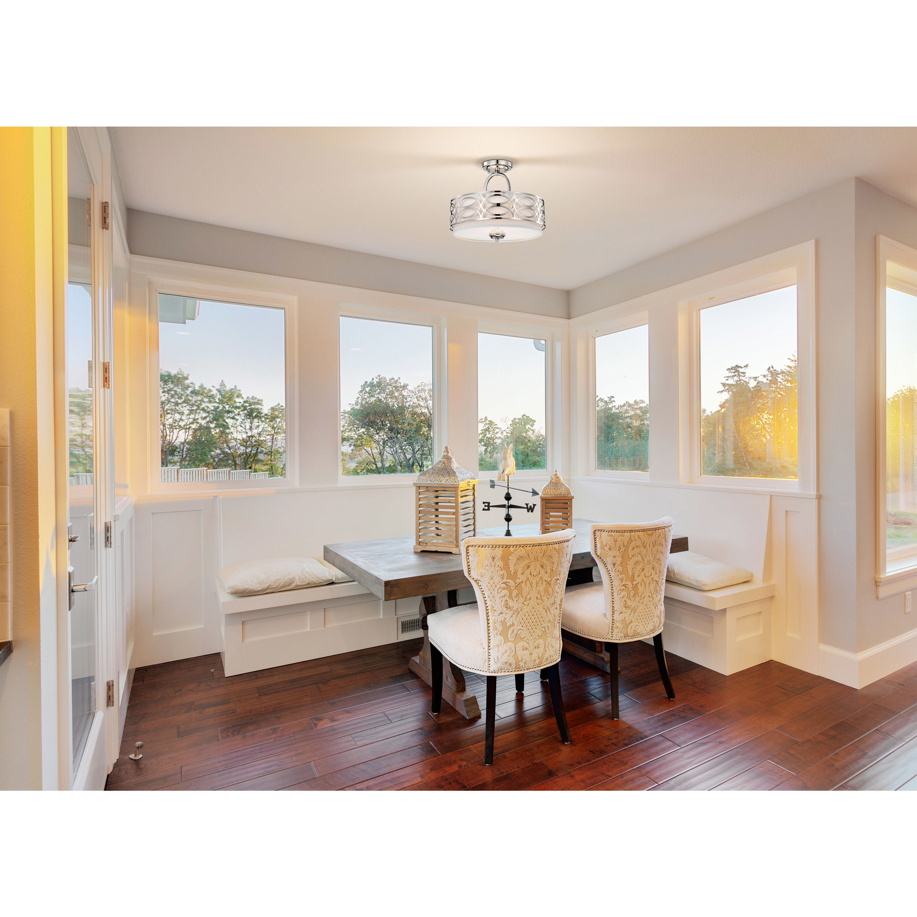 Harlow 3 Light 15 inch Polished Nickel Semi Flush Mount Ceiling Light