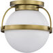 Lakeshore 1 Light 13 inch Natural Brass Flush Mount Ceiling Light