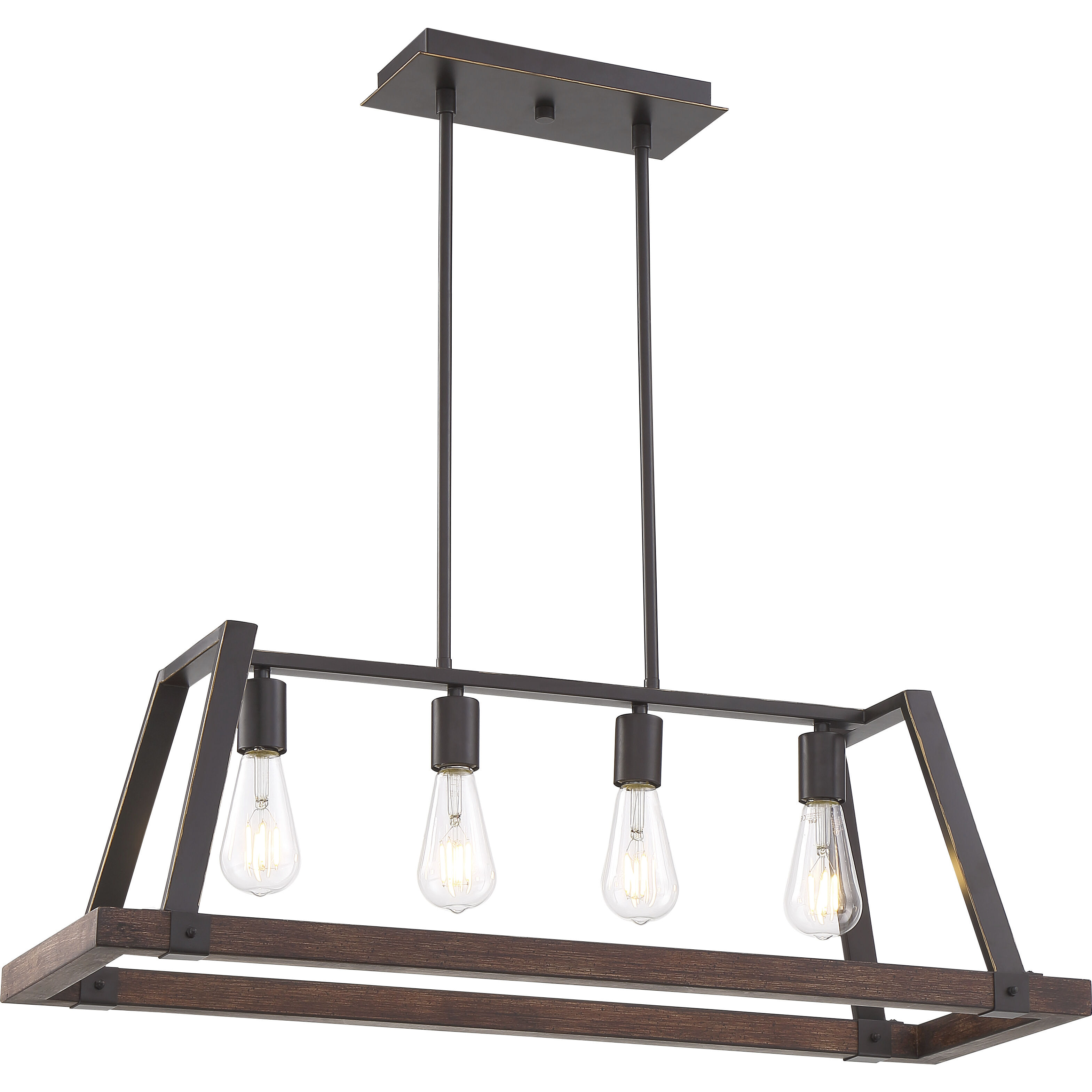 Outrigger 4 Light 11 inch Mahogany Bronze and Nutmeg Wood Pendant Ceiling Light