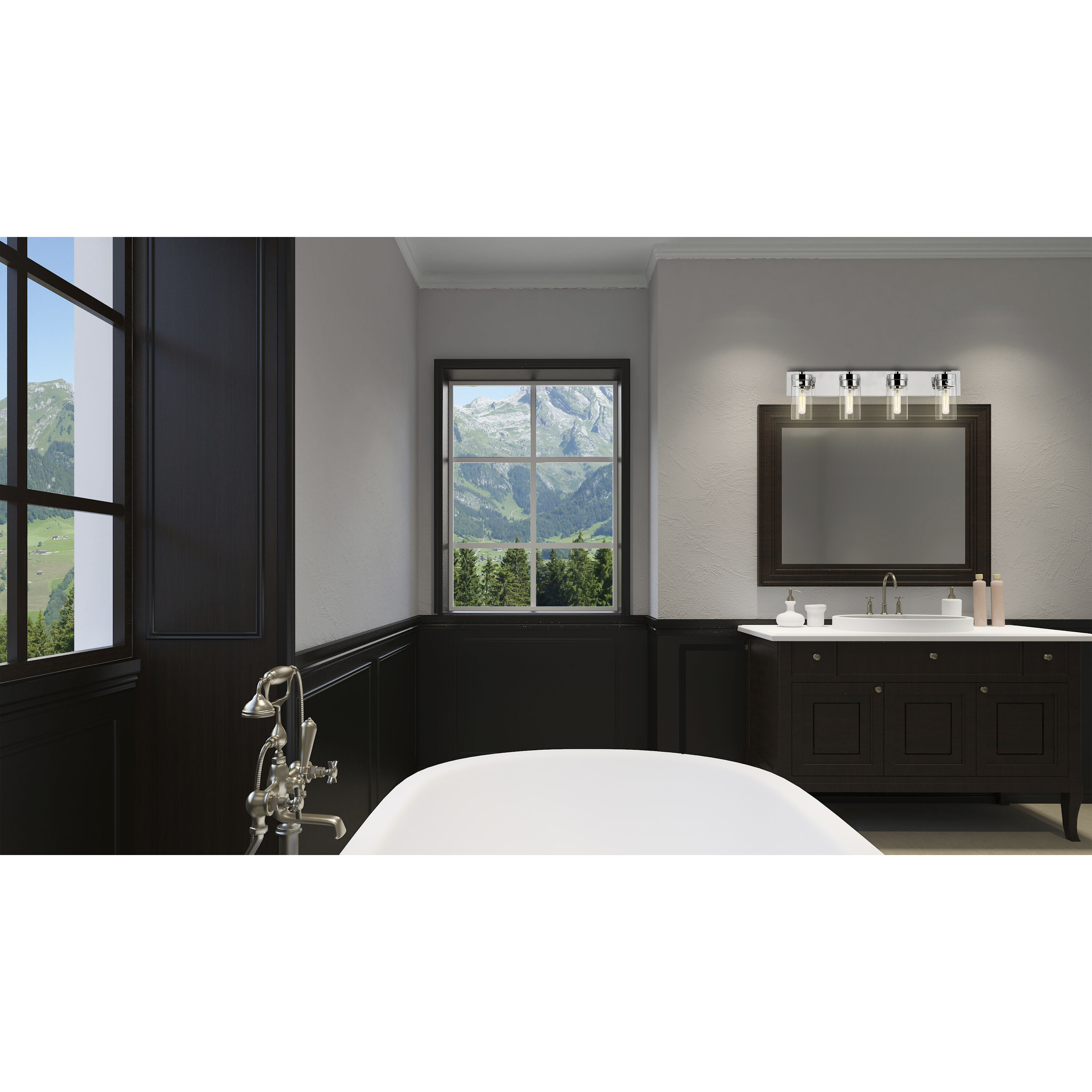 Intersection 4 Light 30 inch Polished Nickel Bathroom Vanity Lights Wall Light