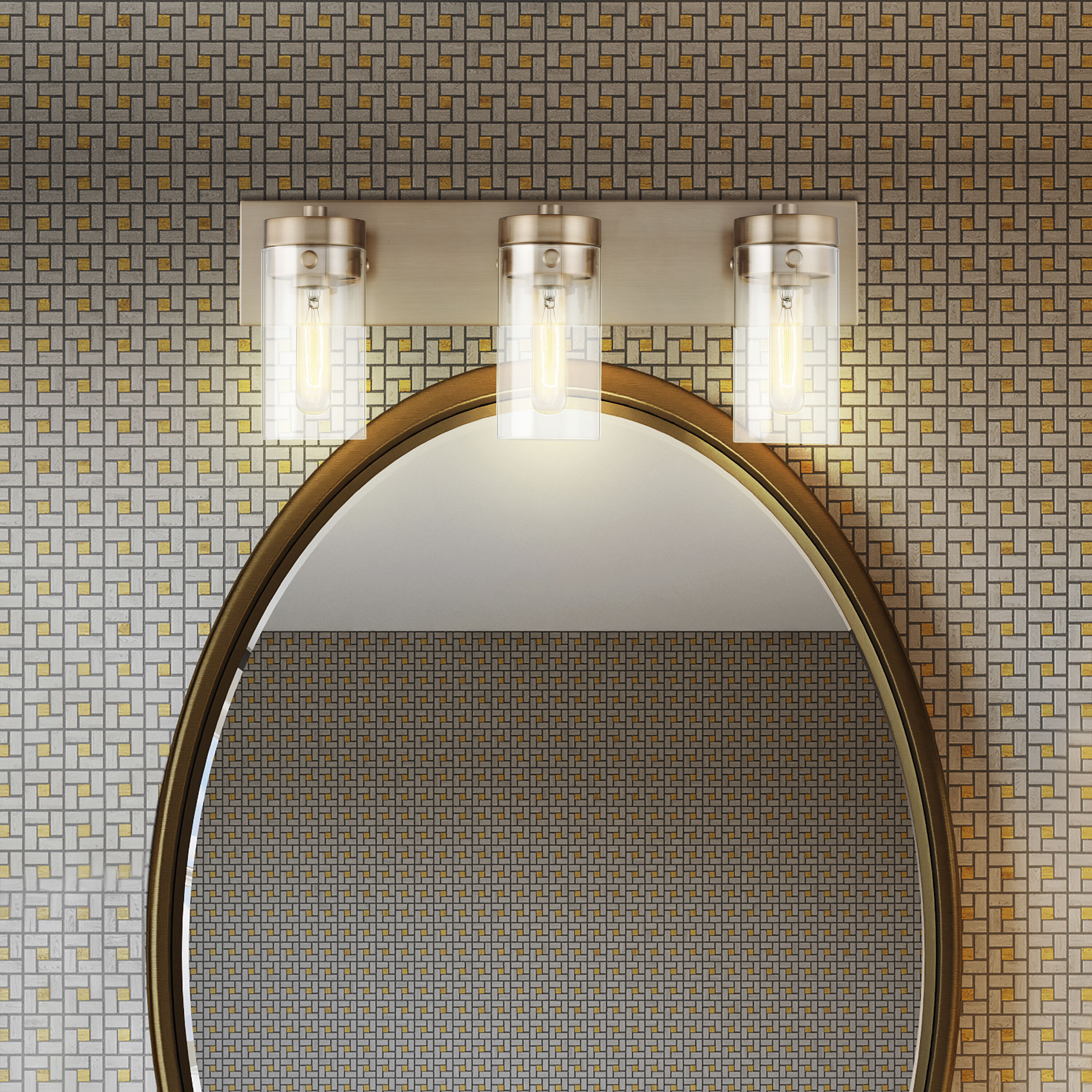 Intersection 3 Light 22 inch Burnished Brass Bathroom Vanity Lights Wall Light