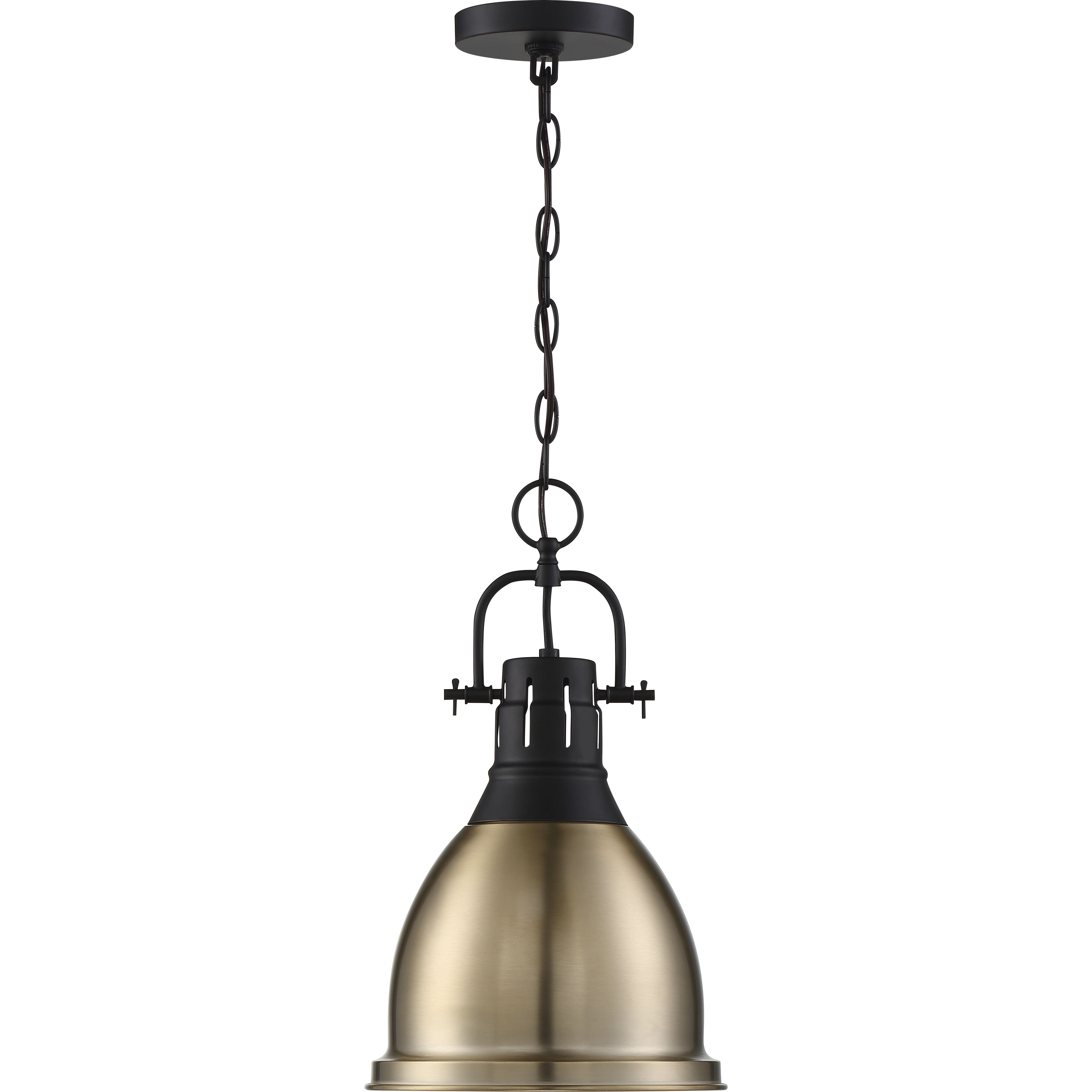 Watson 1 Light 10.25 inch Matte Black and Burnished Brass Pendant Ceiling Light