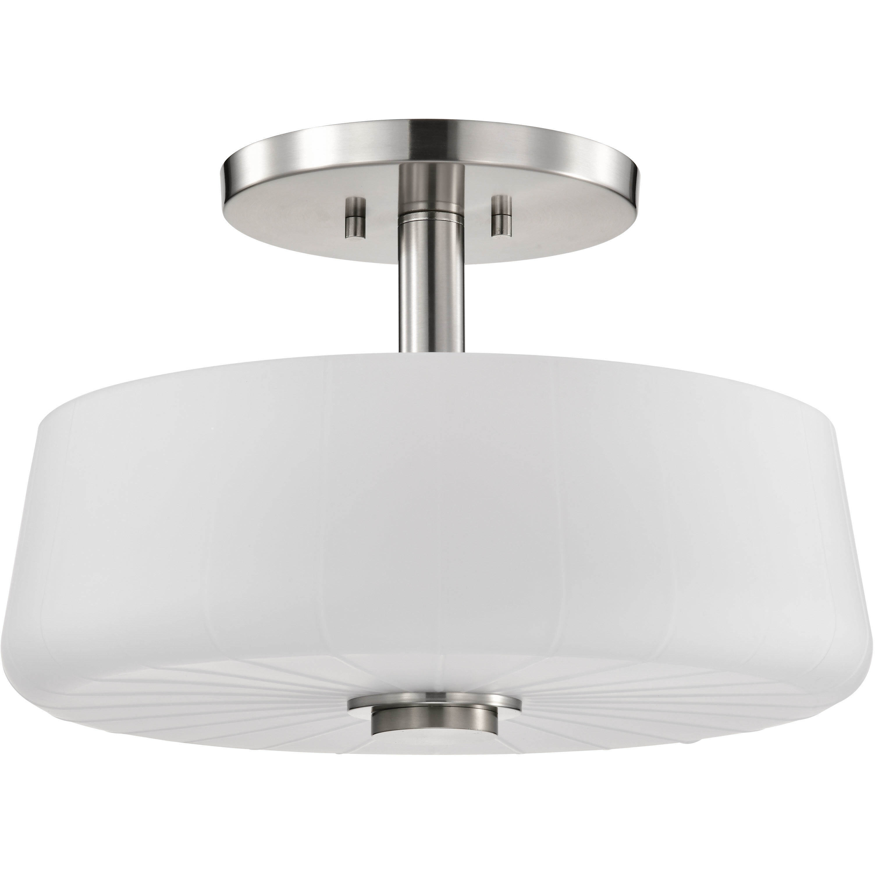 Lune 16 inch Brushed Nickel Semi Flush Mount Ceiling Light