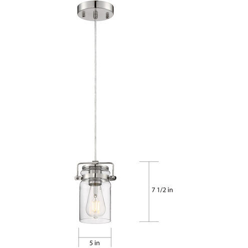 Antebellum 1 Light 5 inch Polished Nickel and Clear Mini Pendant Ceiling Light