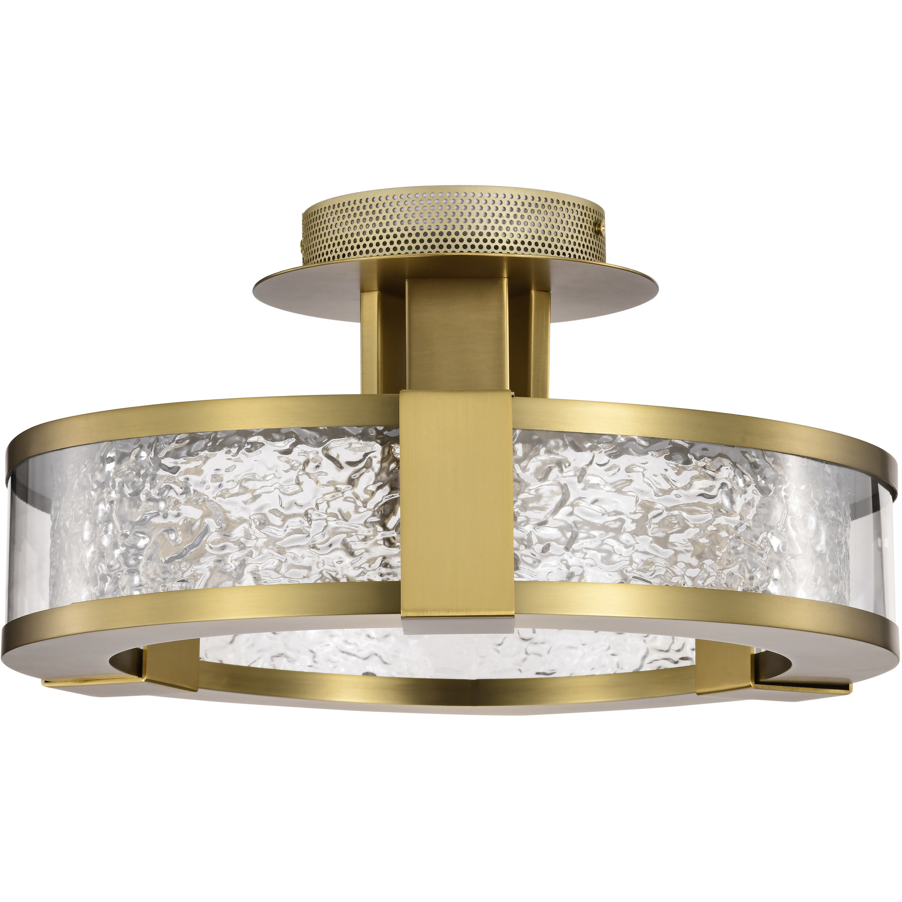 Darrow LED 13.75 inch Vintage Brass Semi Flush Mount Ceiling Light