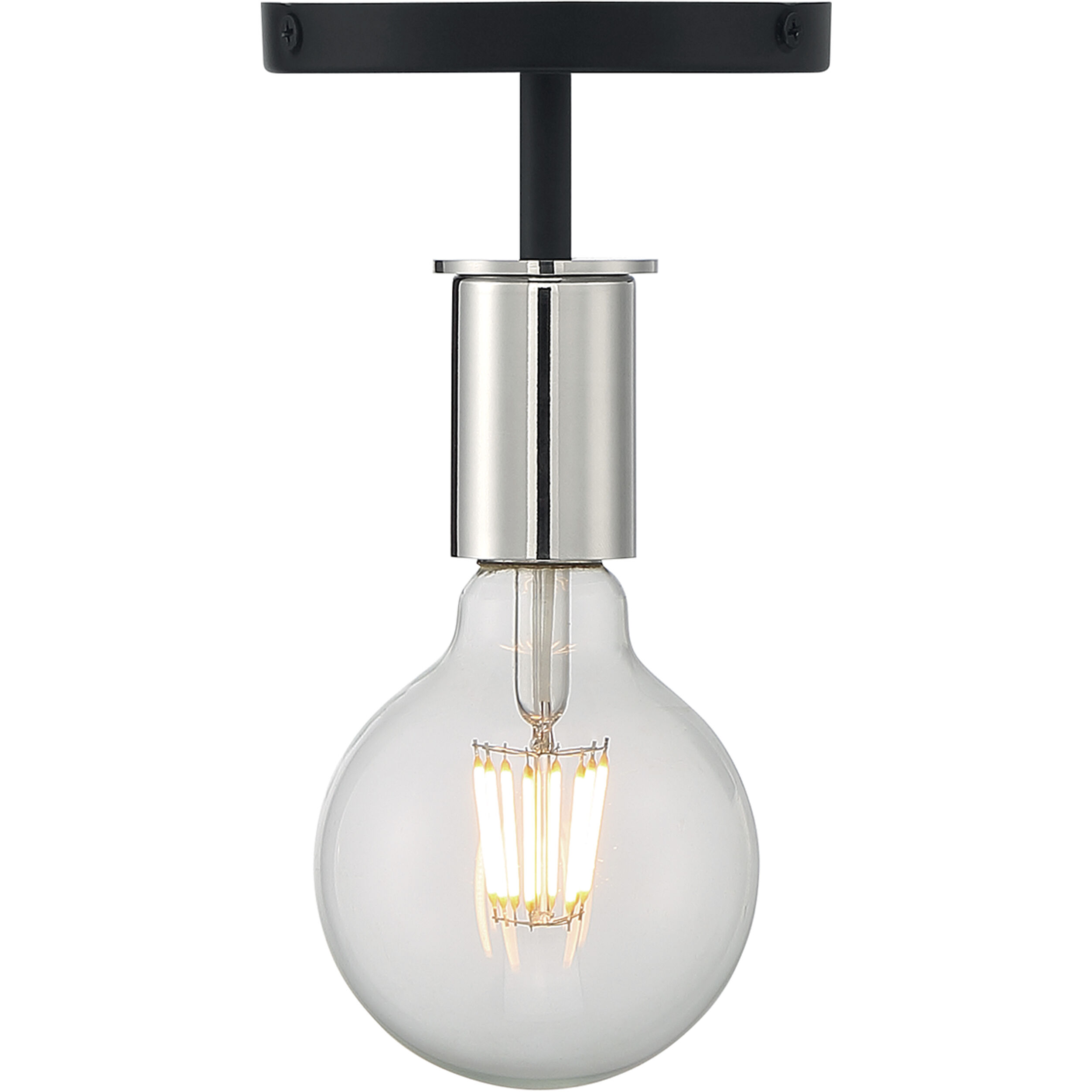 Ryder 1 Light 5 inch Black and Polished Nickel Semi Flush Mount Fixture Ceiling Light