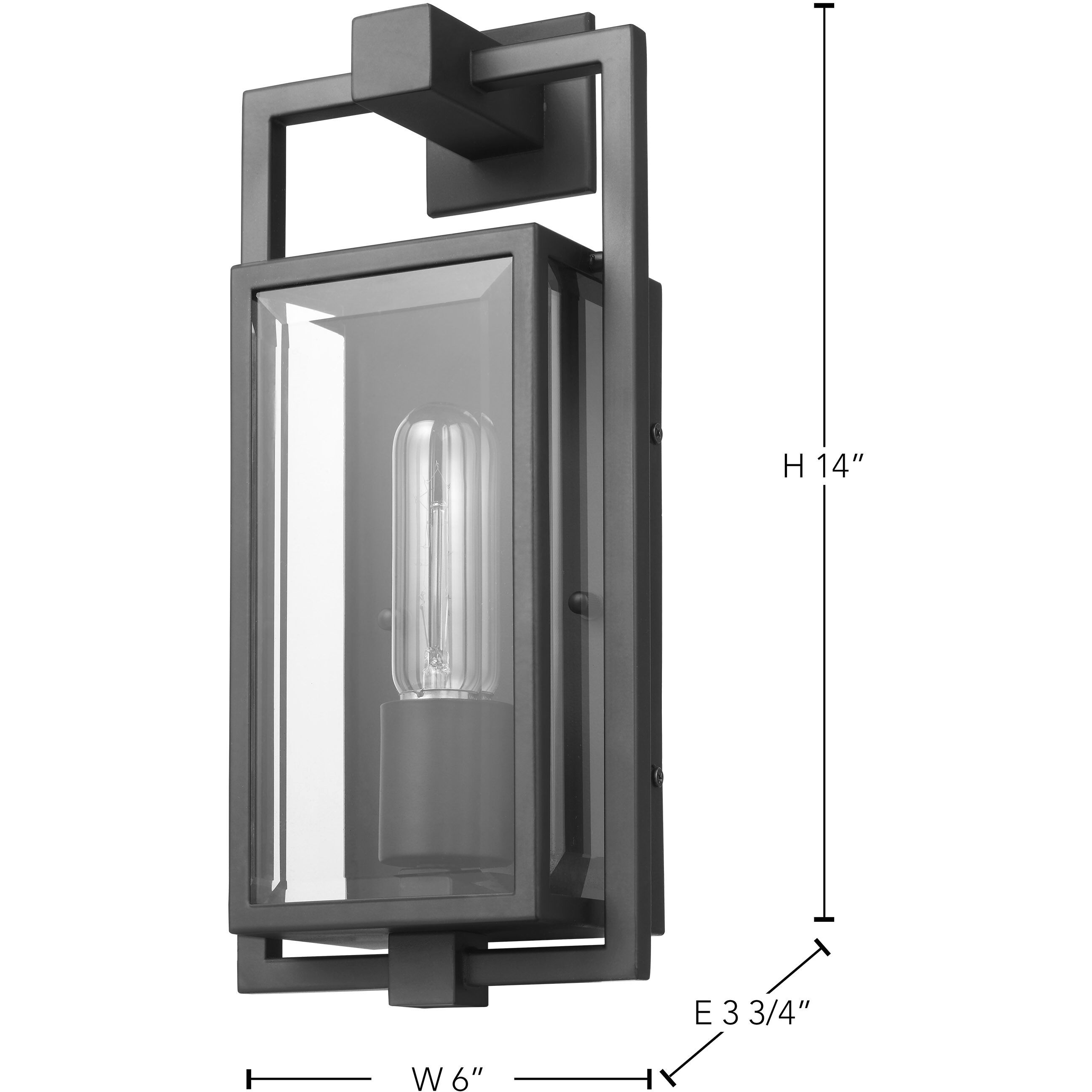 Exhibit 1 Light 14 inch Matte Black Outdoor Wall Sconce