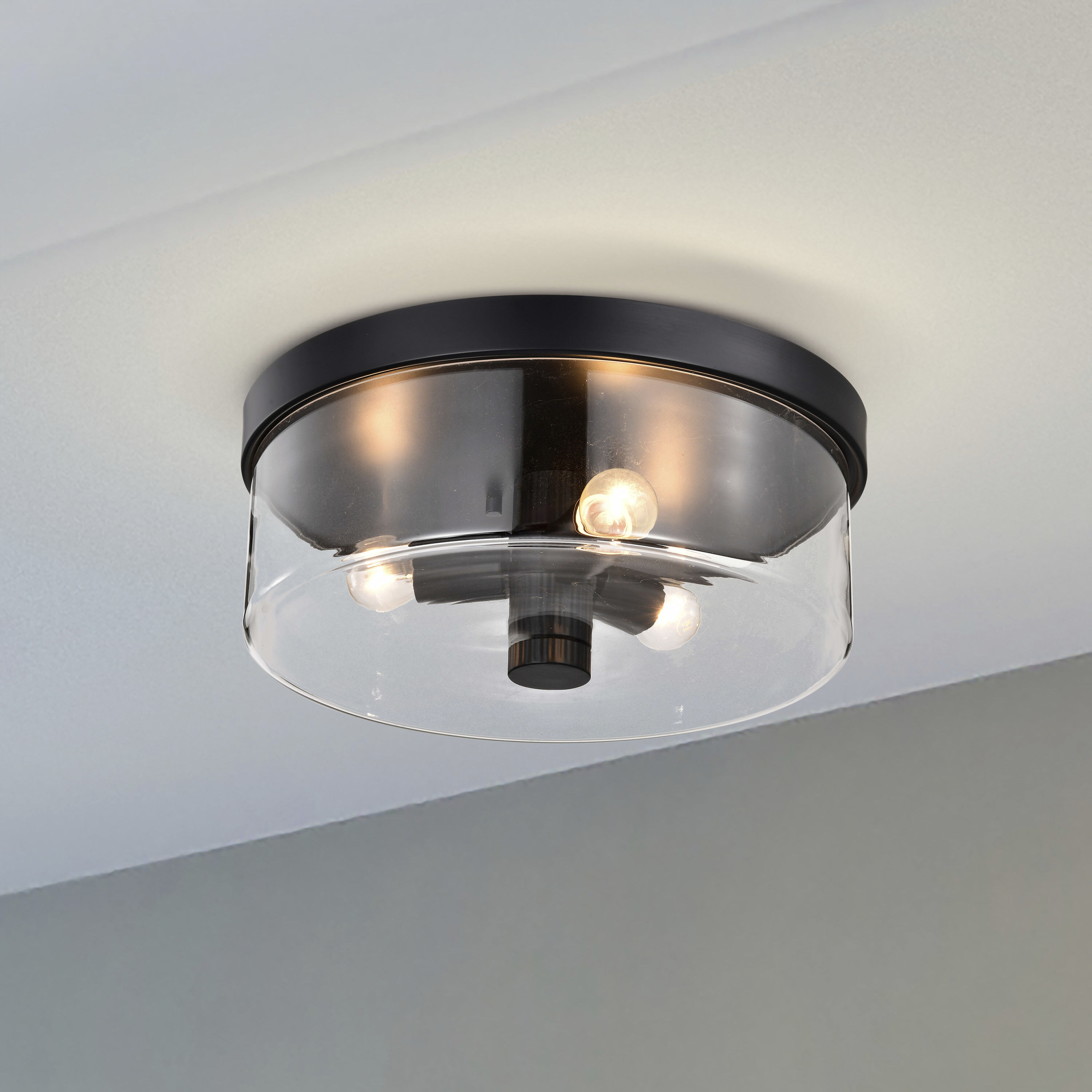 Clarksville 15 inch Matte Black Flush Mount Ceiling Light