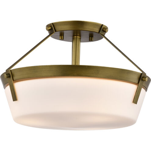 Rowen 3 Light 14.63 inch Natural Brass Semi Flush Mount Ceiling Light