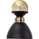 Perkins 1 Light 7 inch Matte Black/Burnished Brass Bathroom Vanity Lights Wall Light