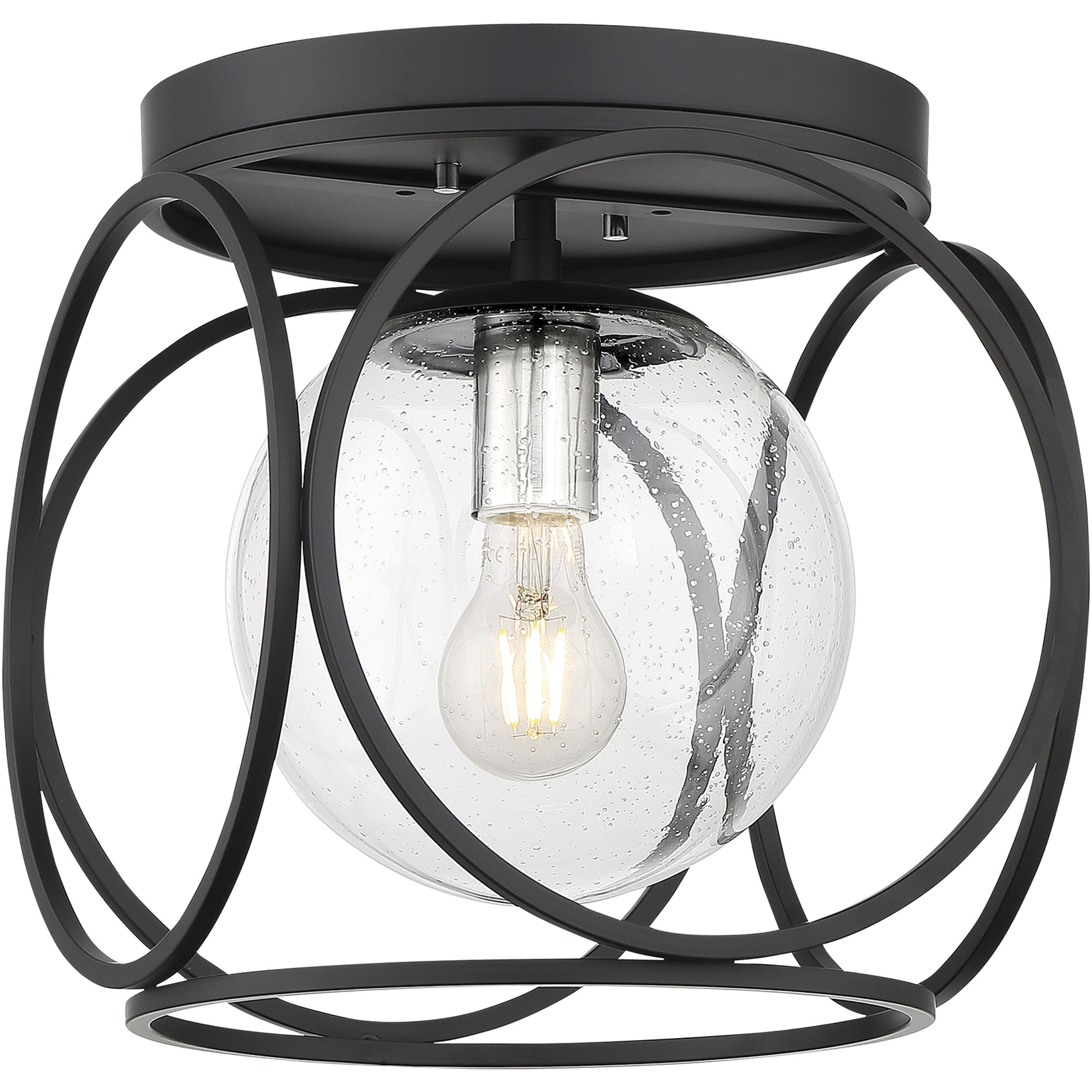 Aurora 1 Light 13 inch Black and Polished Nickel Flush Mount Fixture Ceiling Light