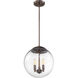 Ariel 3 Light 13 inch Antique Copper and Clear Seeded Pendant Ceiling Light