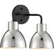 Sloan 2 Light 14 inch Matte Black and Polished Nickel Vanity Light Wall Light