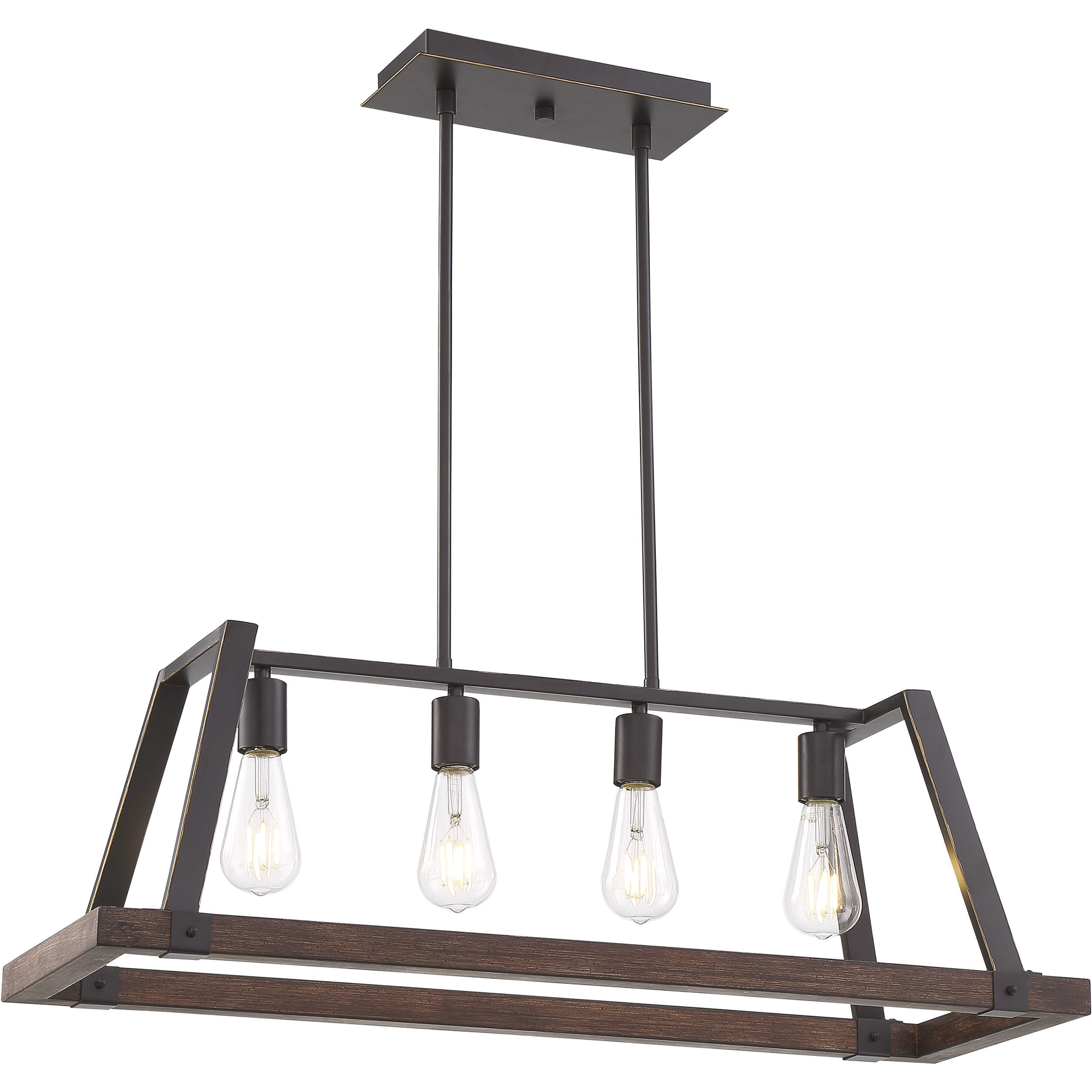 Outrigger 4 Light 11 inch Mahogany Bronze and Nutmeg Wood Pendant Ceiling Light