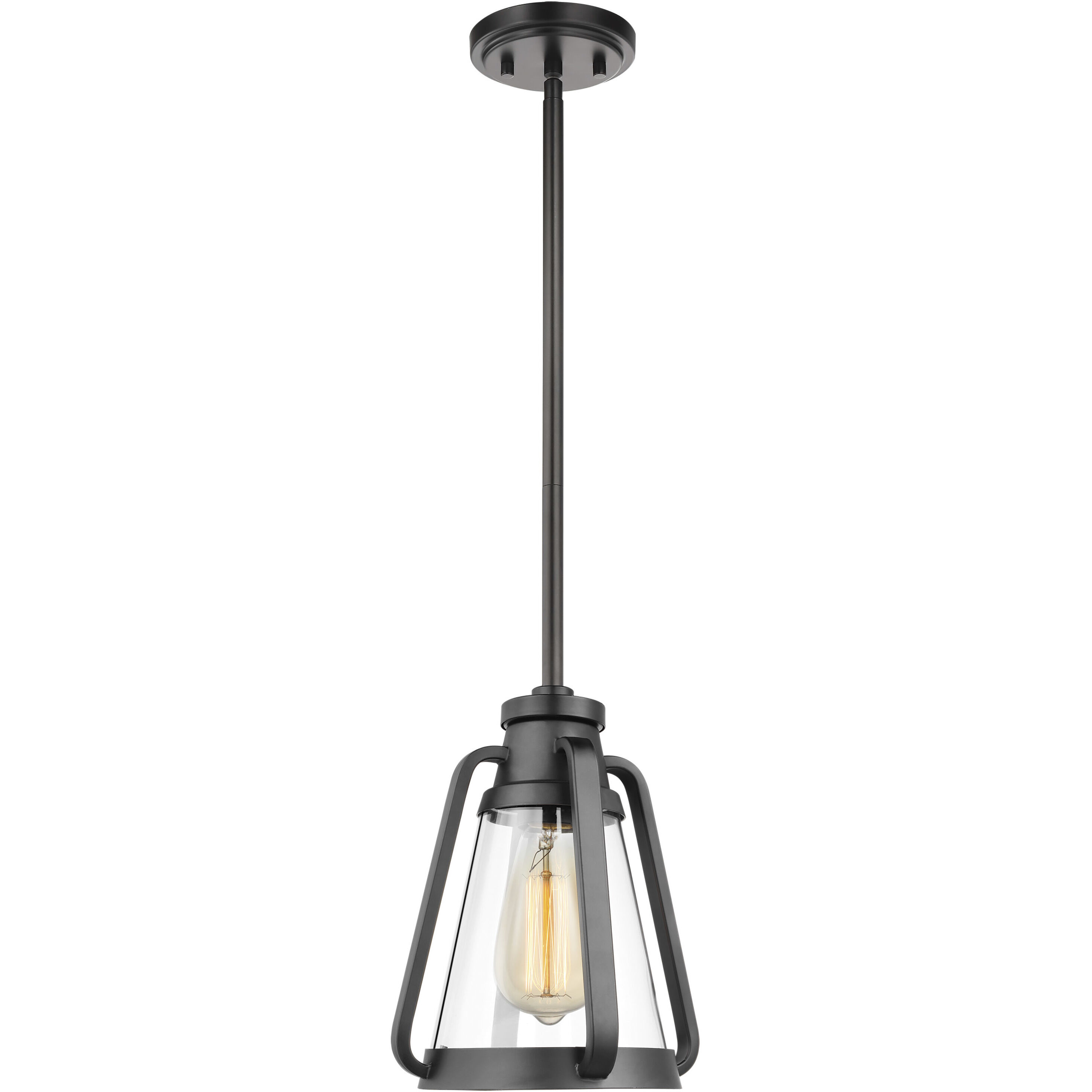 Everett 1 Light 7.13 inch Matte Black Mini-Pendant Ceiling Light