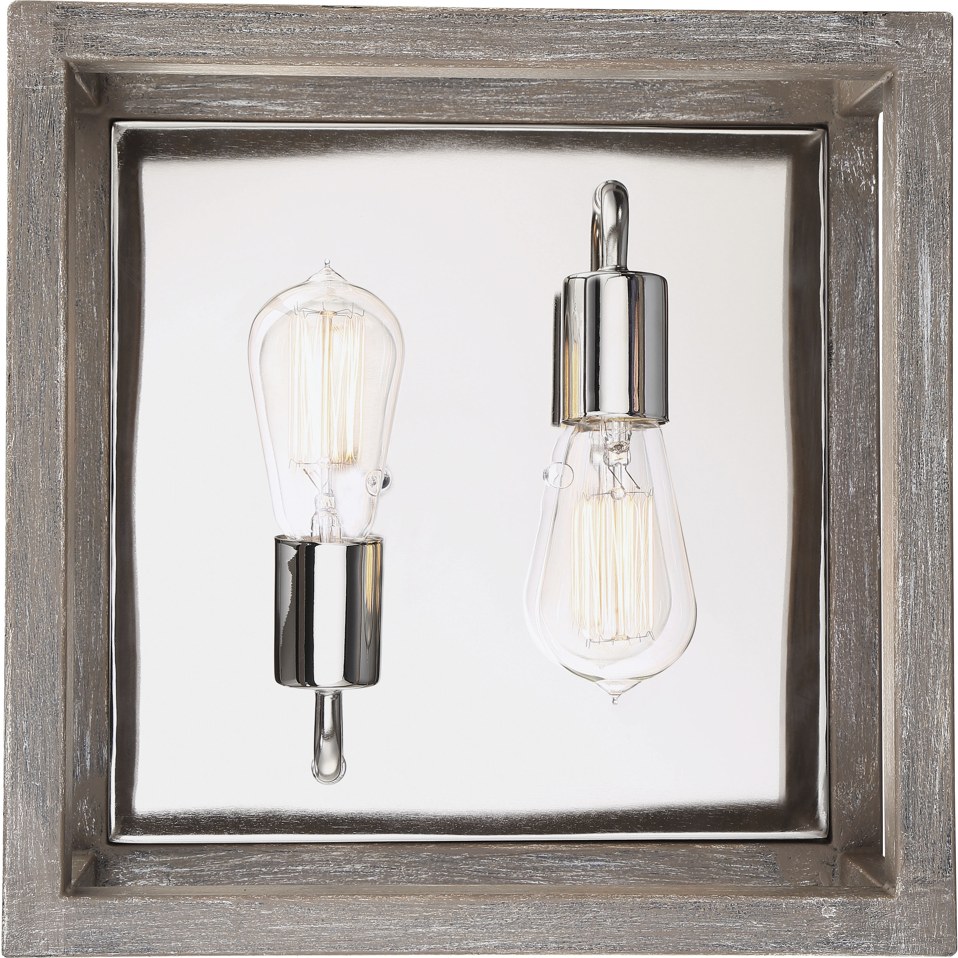 Bliss 2 Light 12.5 inch Driftwood and Polished Nickel Accents Flush Mount Ceiling Light