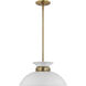 Perkins 1 Light 15 inch Matte White/Burnished Brass Pendant Ceiling Light