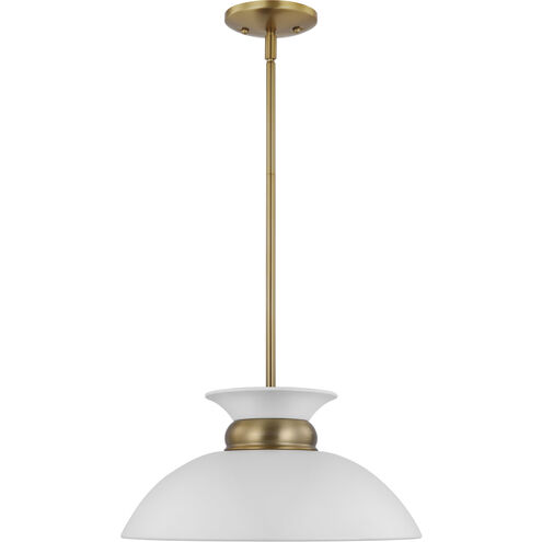 Perkins 1 Light 15 inch Matte White/Burnished Brass Pendant Ceiling Light