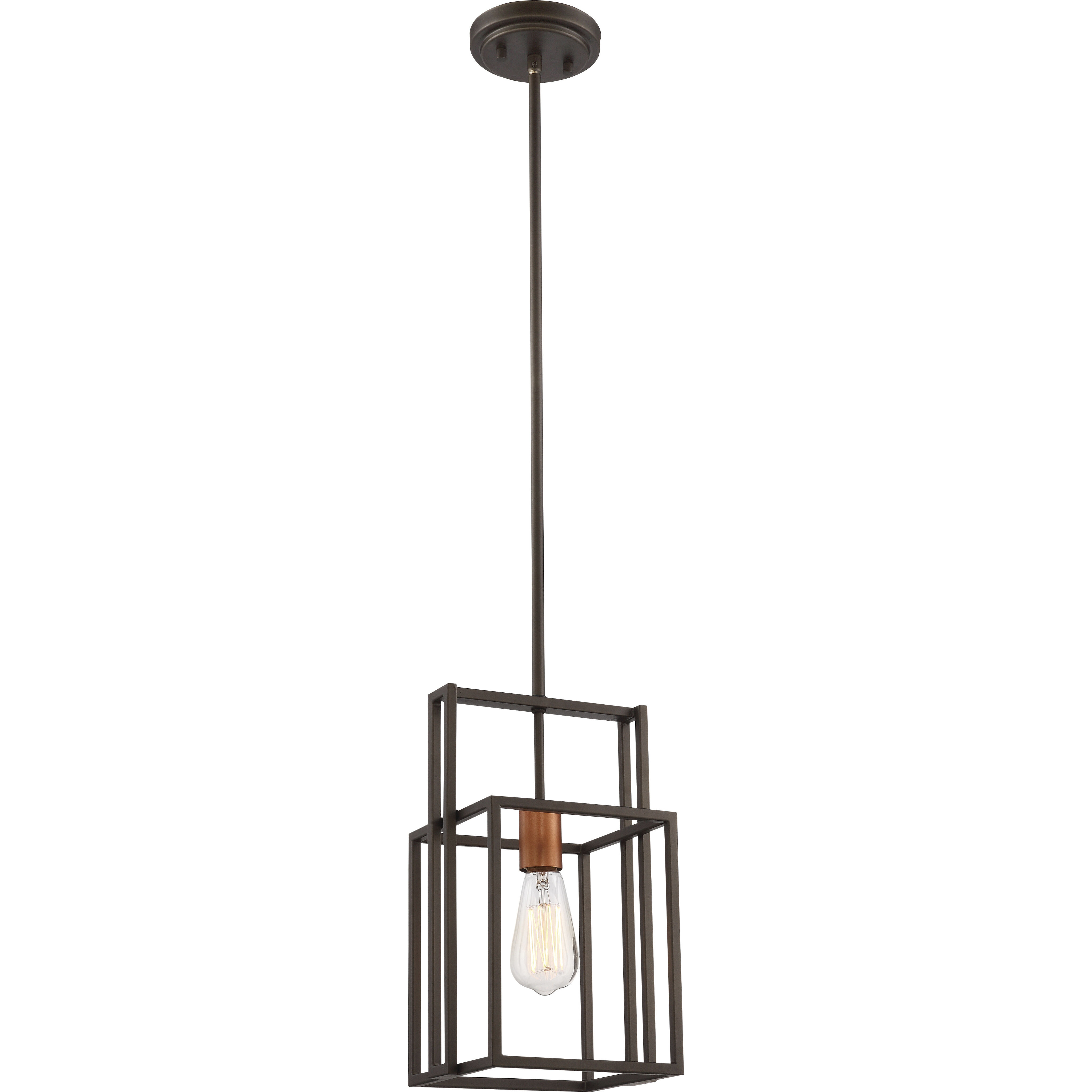 Lake 1 Light 8.13 inch Bronze and Copper Accents Mini Pendant Ceiling Light