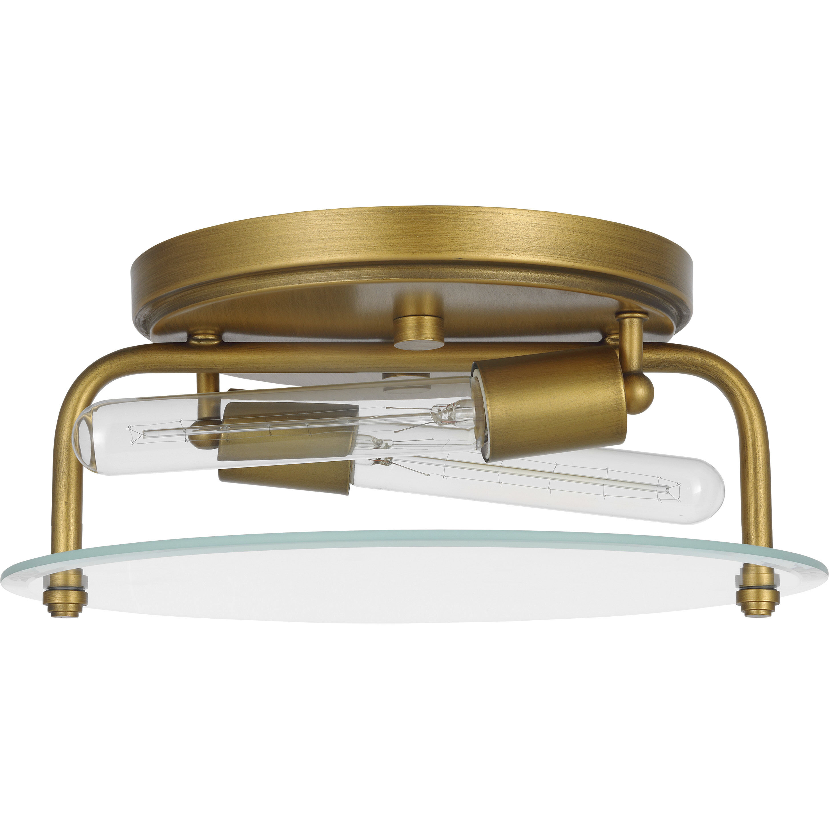 Teton 2 Light 13 inch Natural Brass Flush Mount Ceiling Light