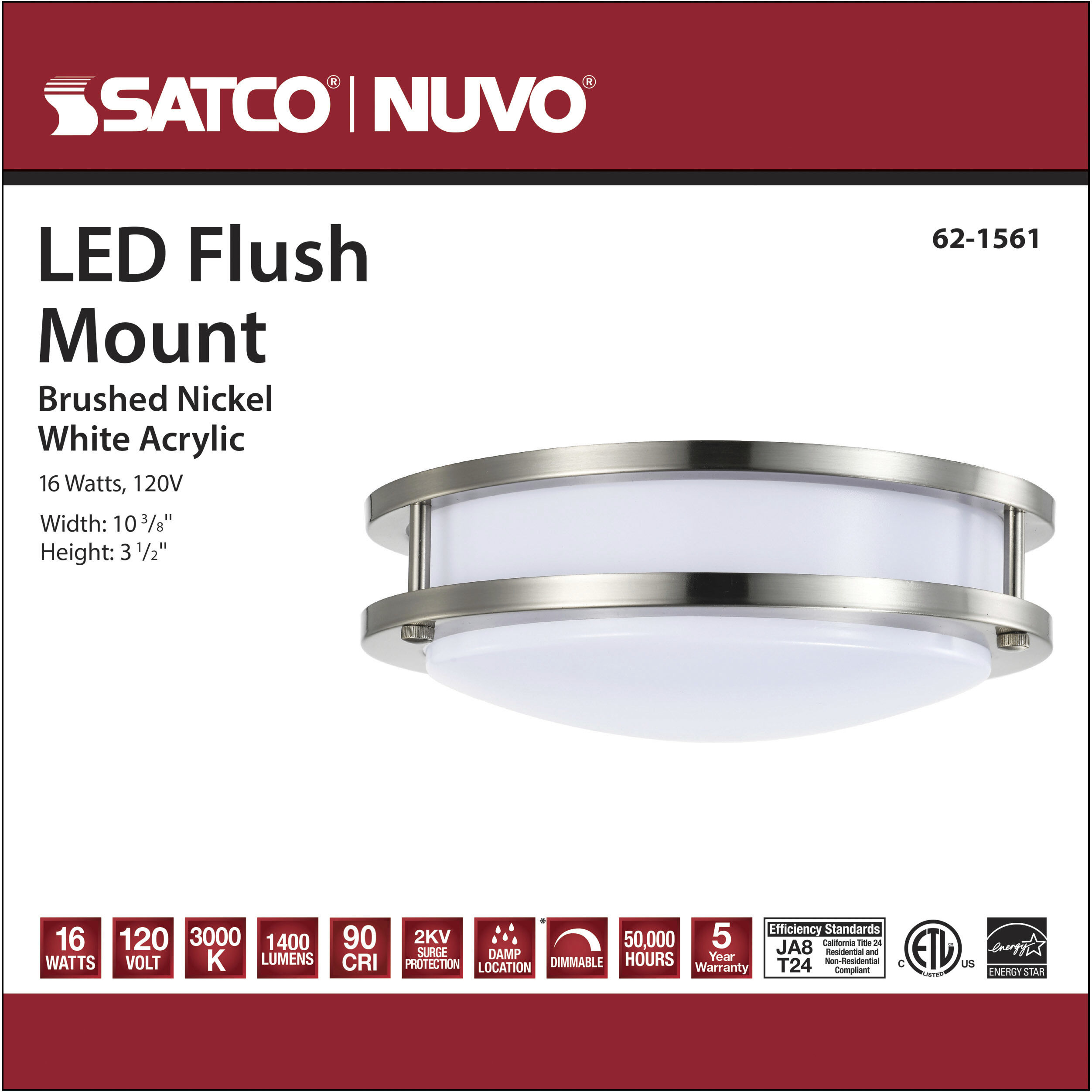 Brentwood LED 10 inch Brushed Nickel Flush Mount Ceiling Light