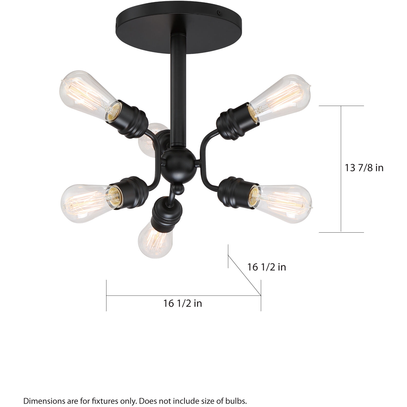 Nuvo 60 6916 Faraday 6 Light 16.5 inch Black Semi Flush Mount Ceiling Light