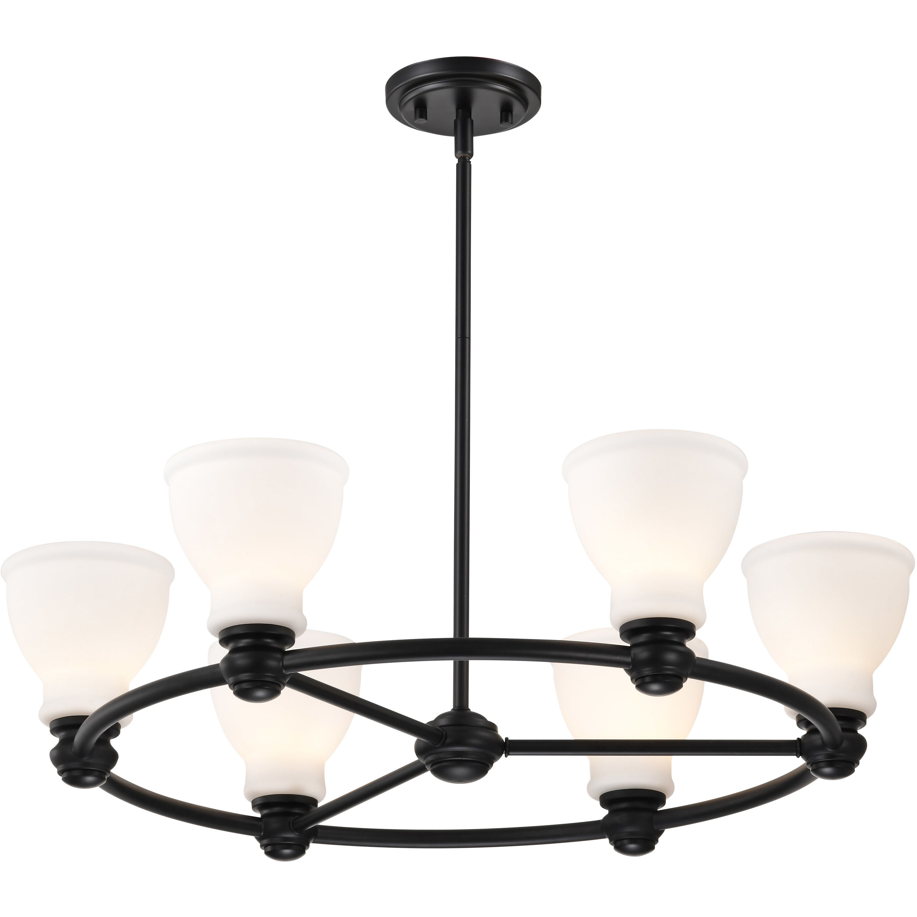 Russel 6 Light 28 inch Matte Black Chandelier Ceiling Light