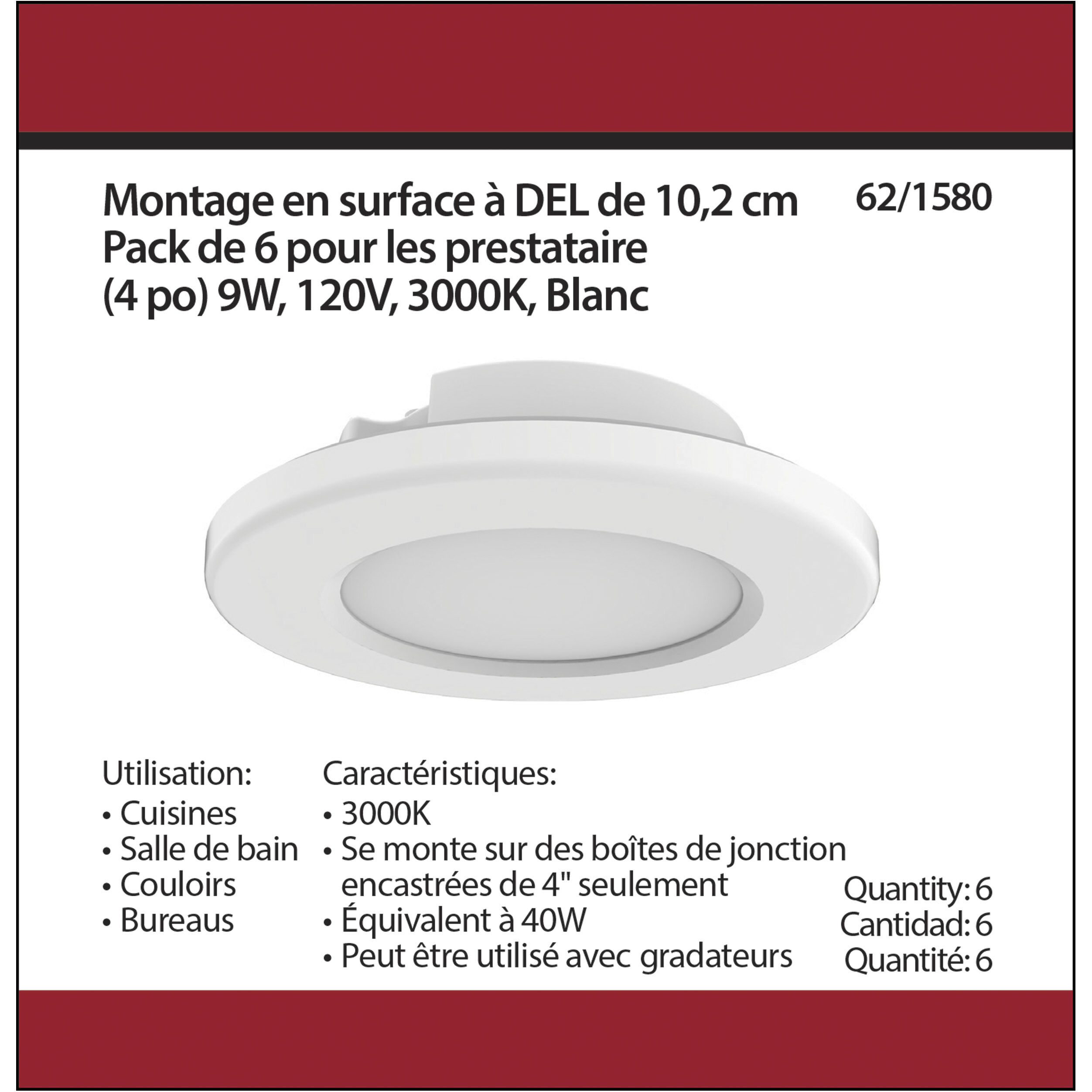 ColorQuick LED 5 inch White Close-to-Ceiling Ceiling Light, Edge Lit