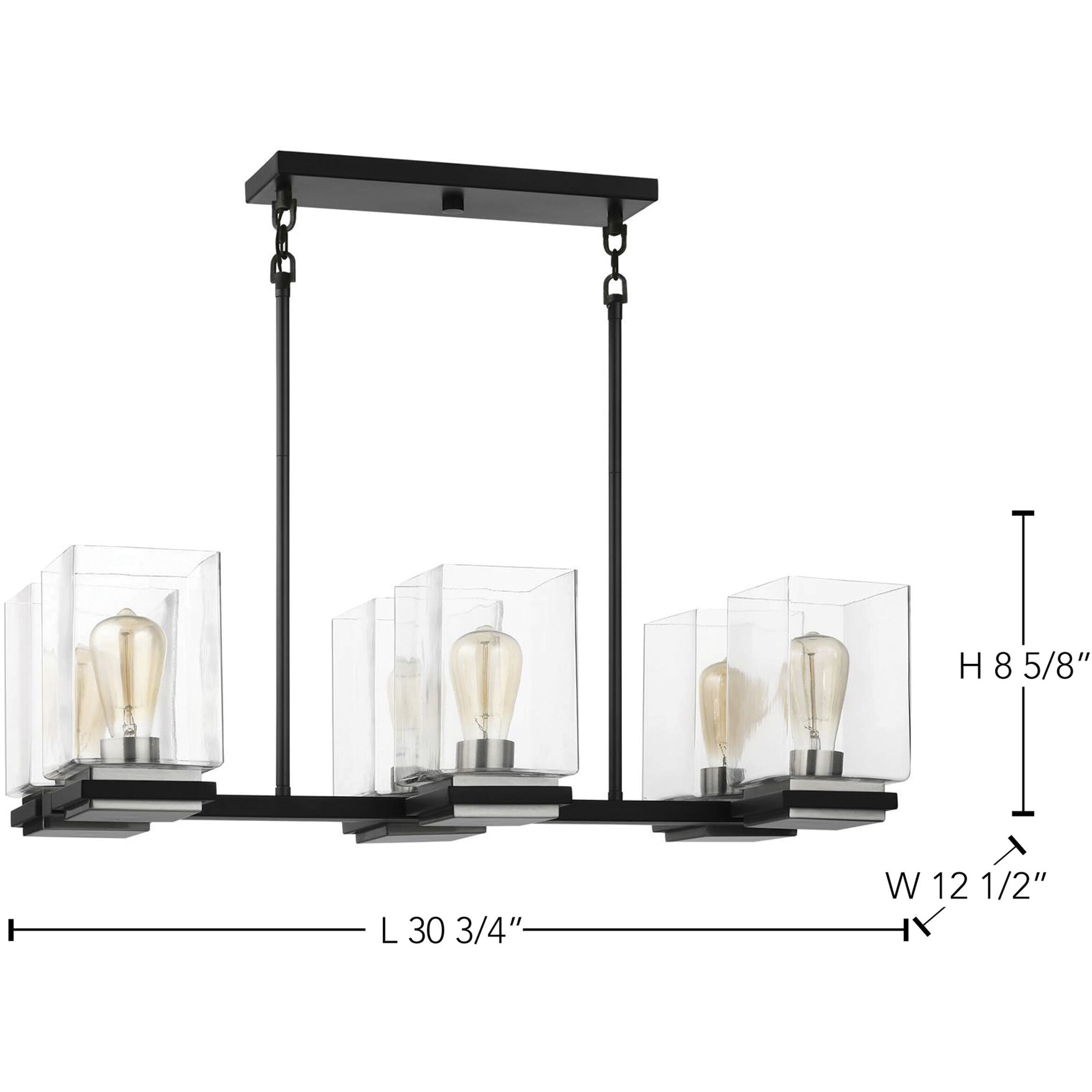 Crossroads 6 Light 30.75 inch Matte Black Island Pendant Ceiling Light