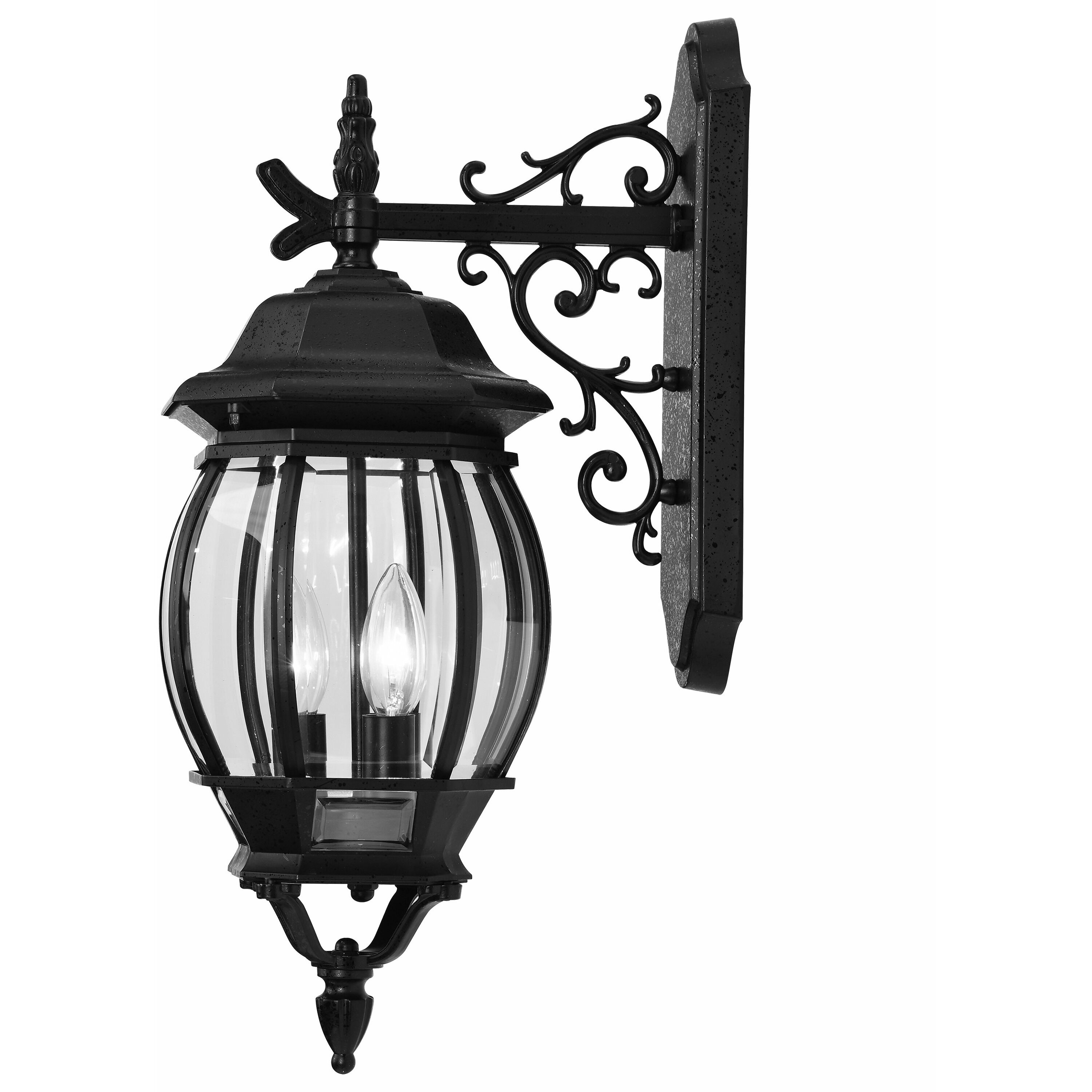 Central Park 3 Light 23 inch Textured Black Outdoor Wall Lantern