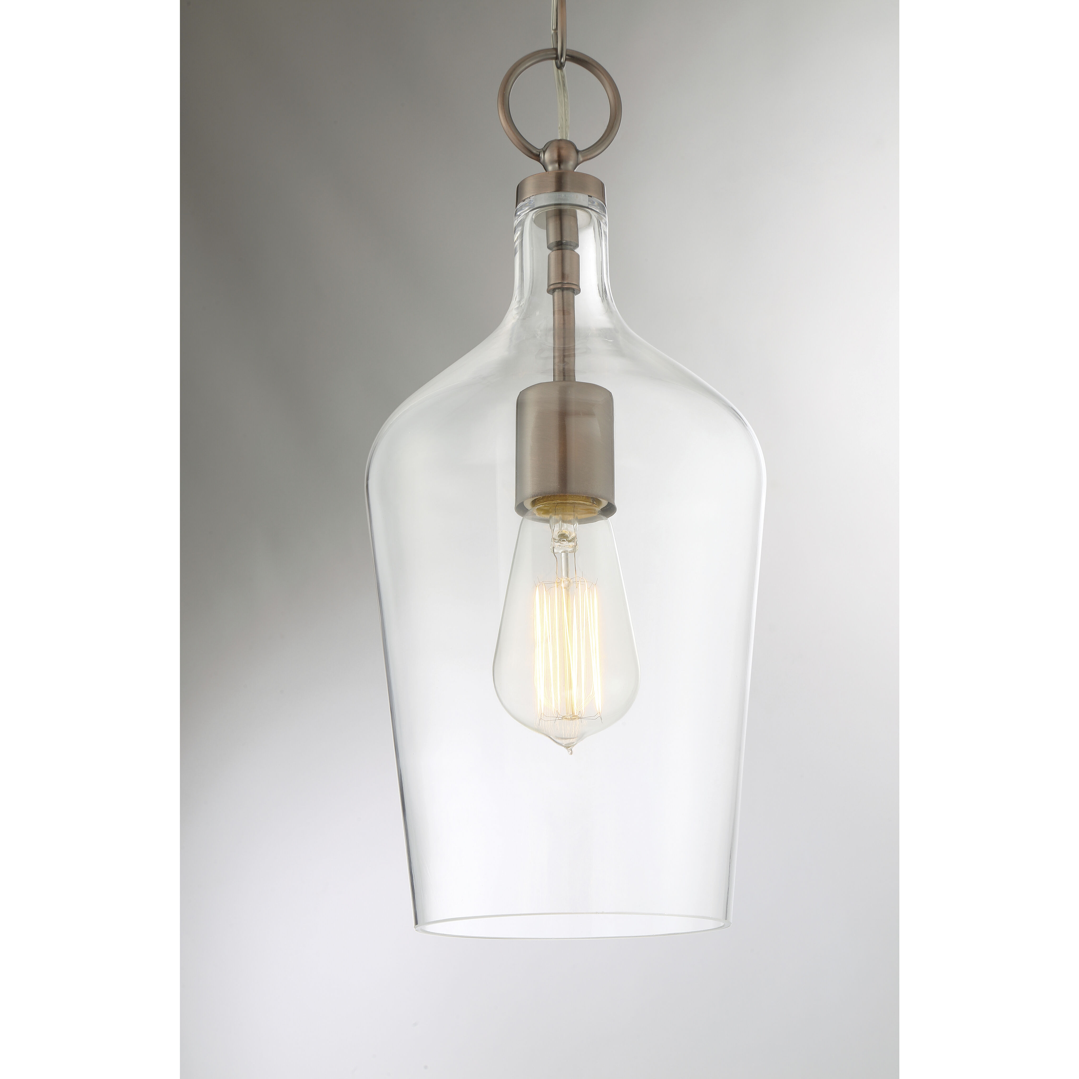 Hartley 1 Light 7 inch Antique Copper and Clear Pendant Ceiling Light