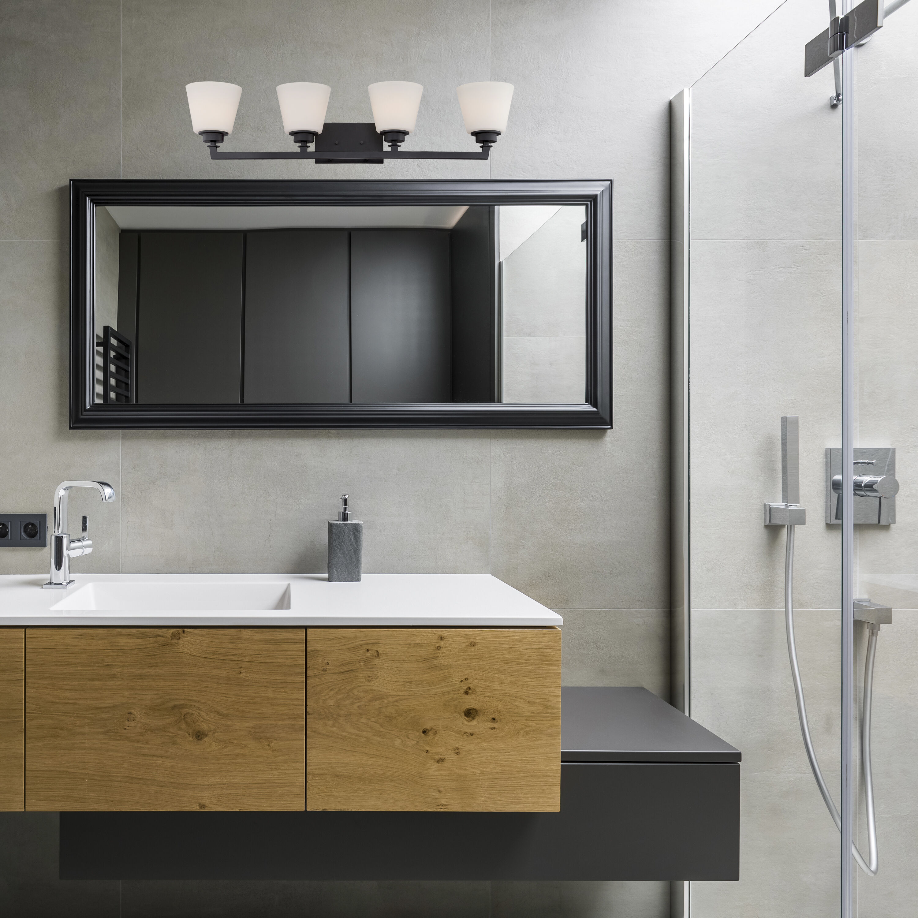 Mobili 4 Light 34.63 inch Aged Bronze Vanity Light Wall Light