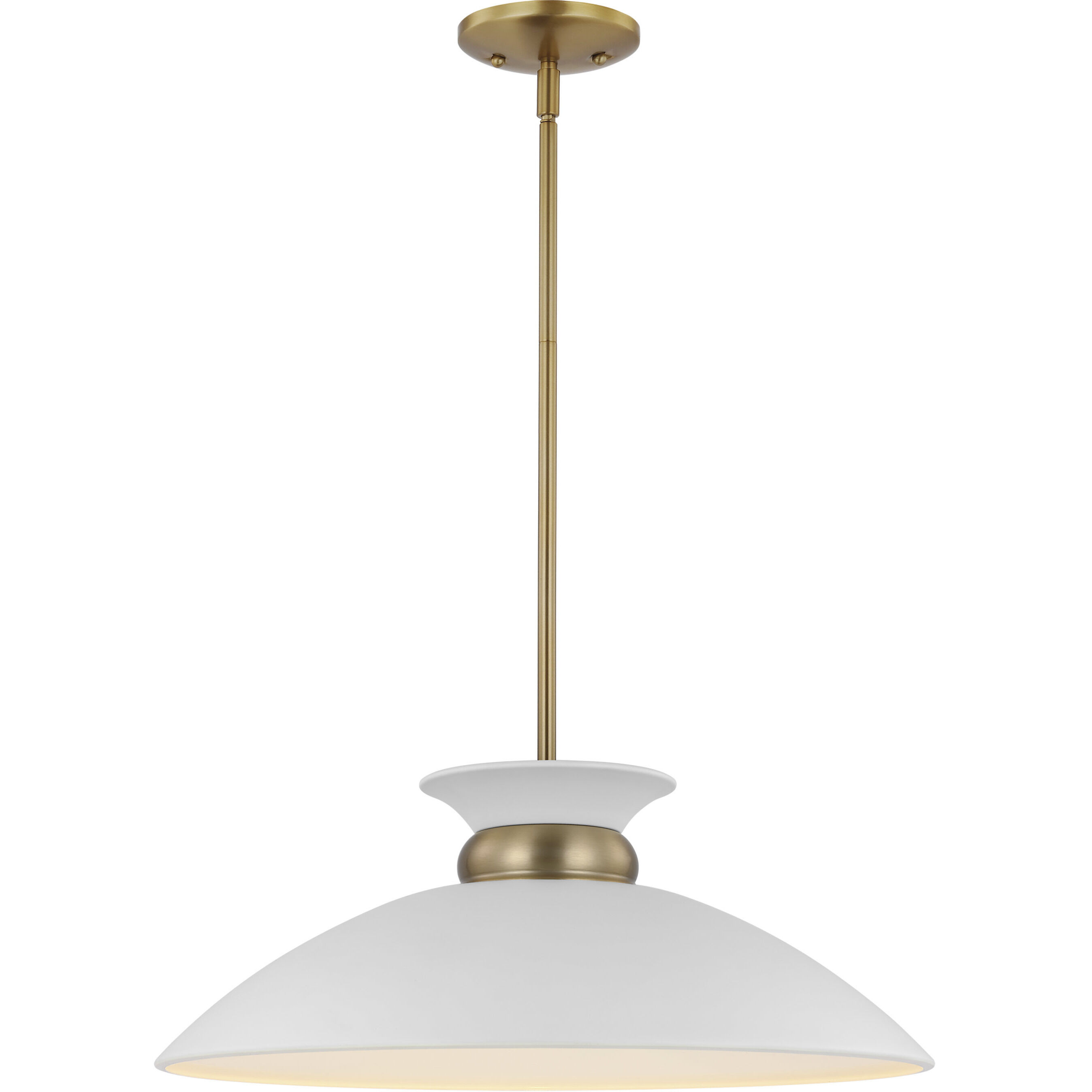 Perkins 1 Light 20 inch Matte White/Burnished Brass Pendant Ceiling Light
