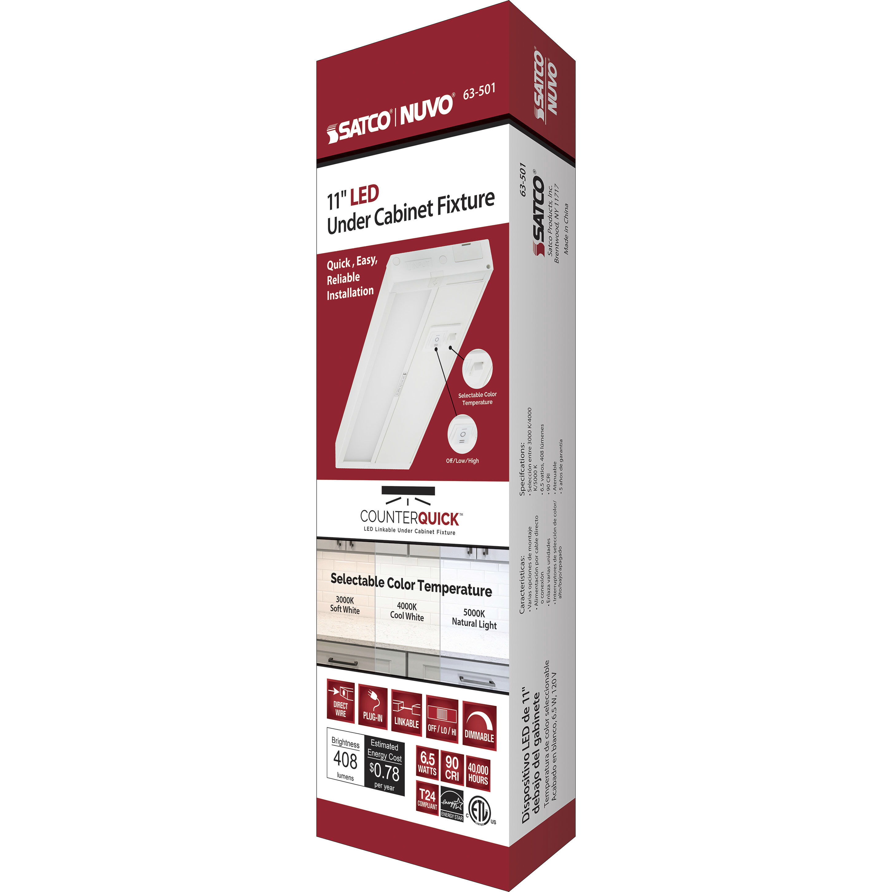 CounterQuick 120 LED 11 inch White Under Cabinet & Cove, Linear Strip