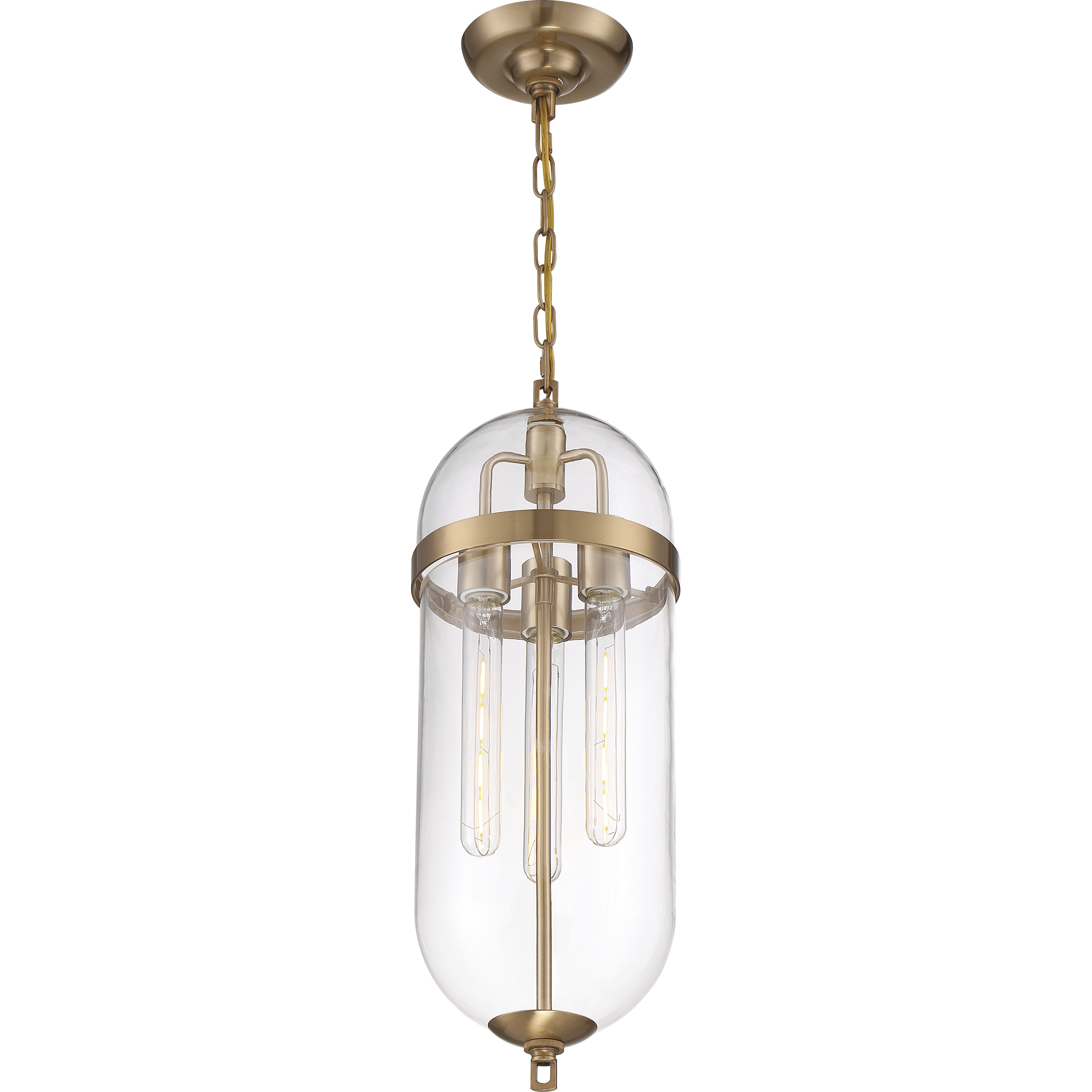 Fathom 3 Light 8 inch Vintage Brass and Clear Pendant Ceiling Light