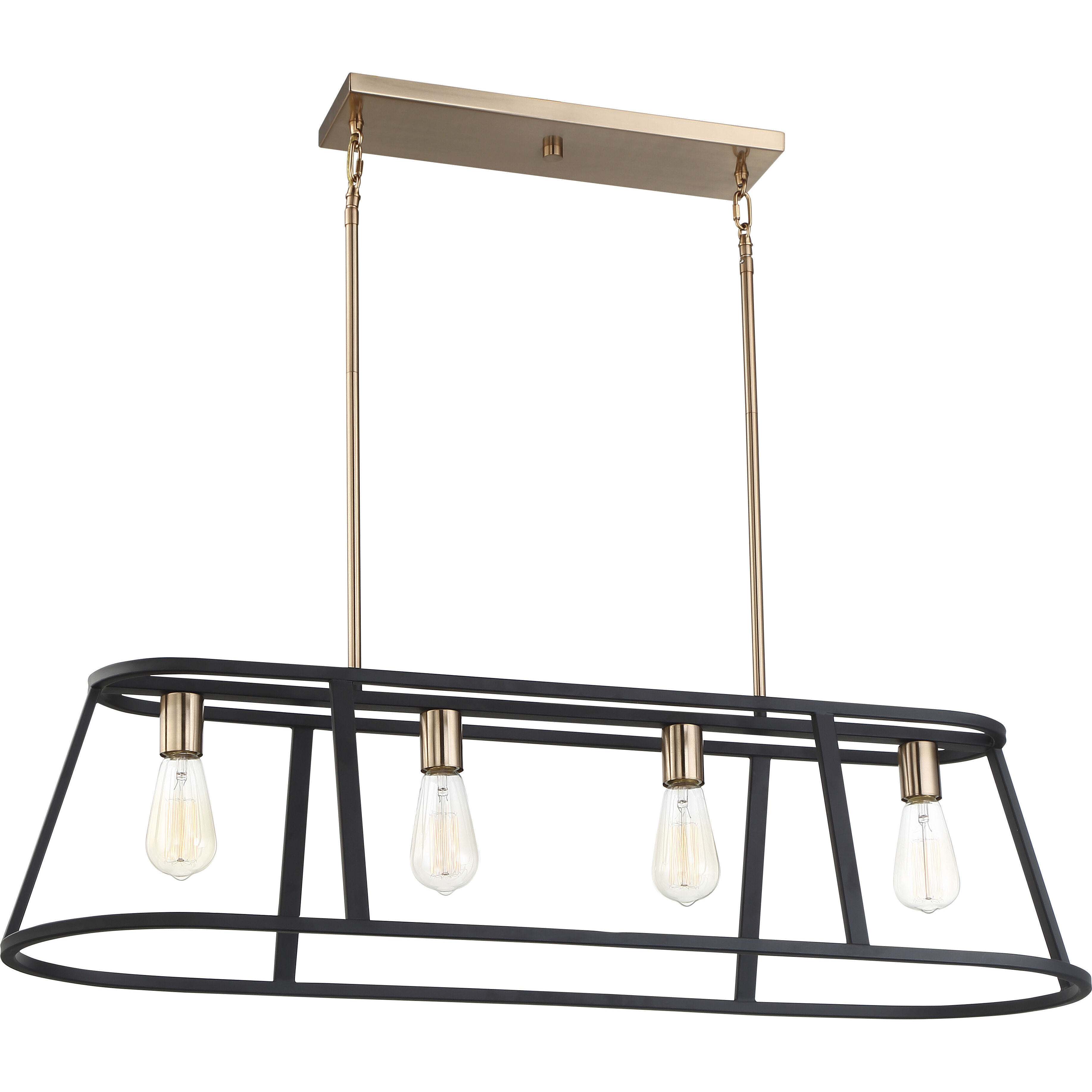 Chassis 4 Light 40 inch Copper Brushed Brass and Matte Black Island Pendant Ceiling Light
