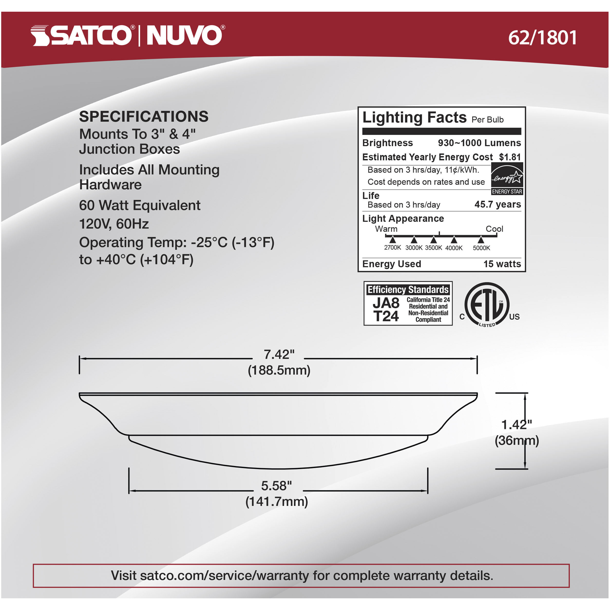 Brentwood Integrated LED White LED Disk