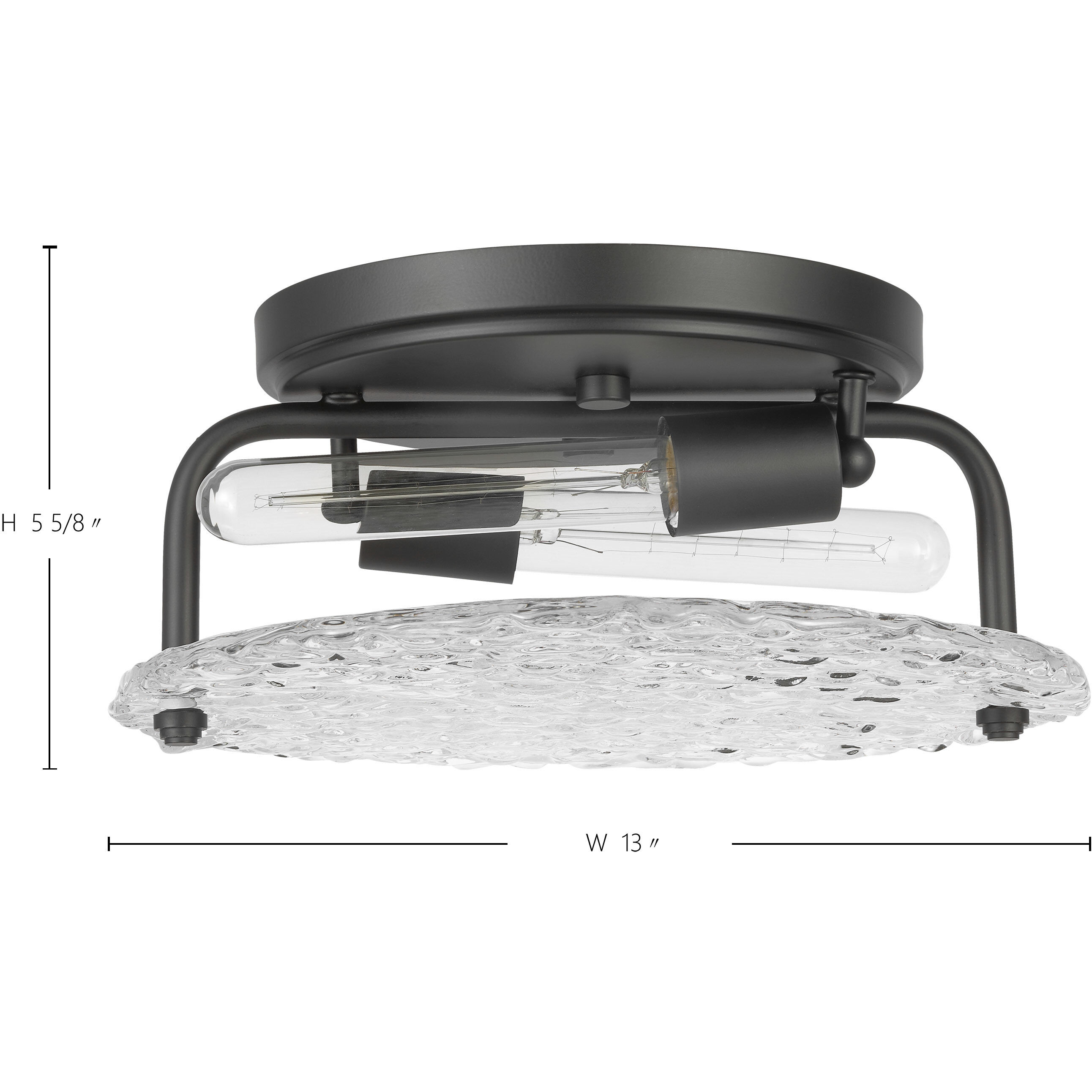 Glacier 2 Light 13 inch Matte Black Flush Mount Ceiling Light