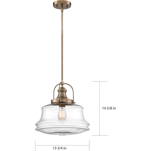 Light Basel Basel 1 Light 13.75 inch Burnished Brass and Clear Pendant Ceiling Light