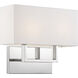 Tribeca 2 Light 14 inch Polished Nickel and White Fabric Vanity Light Wall Light