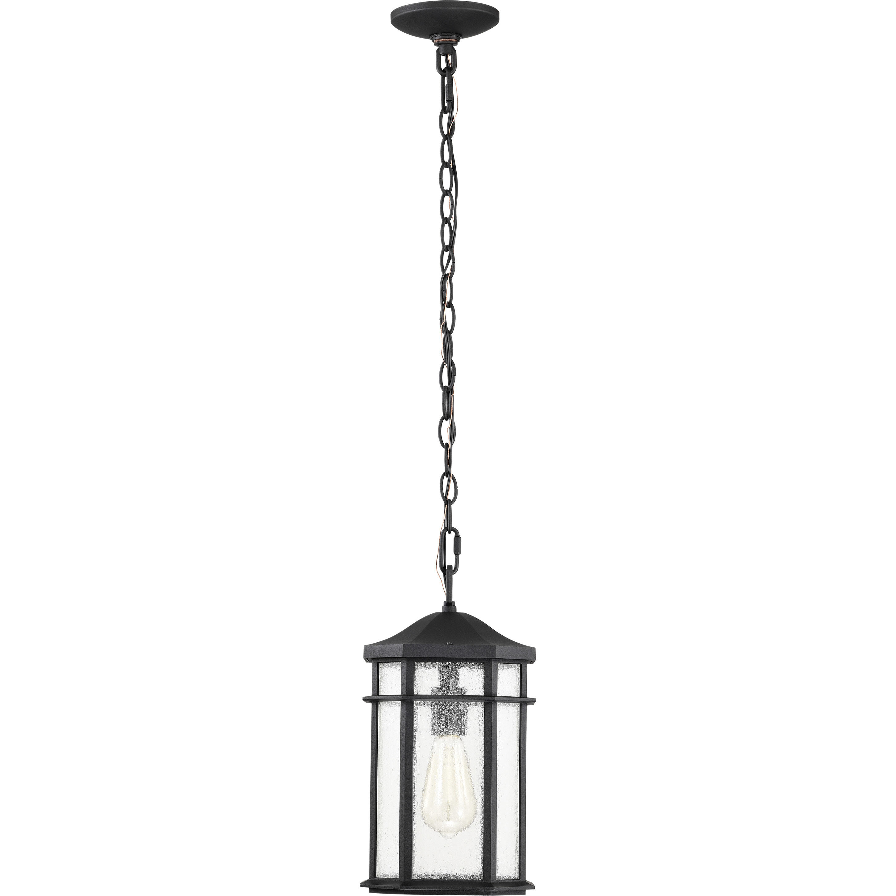 Raiden 8 inch Matte Black Outdoor Hanging Lantern