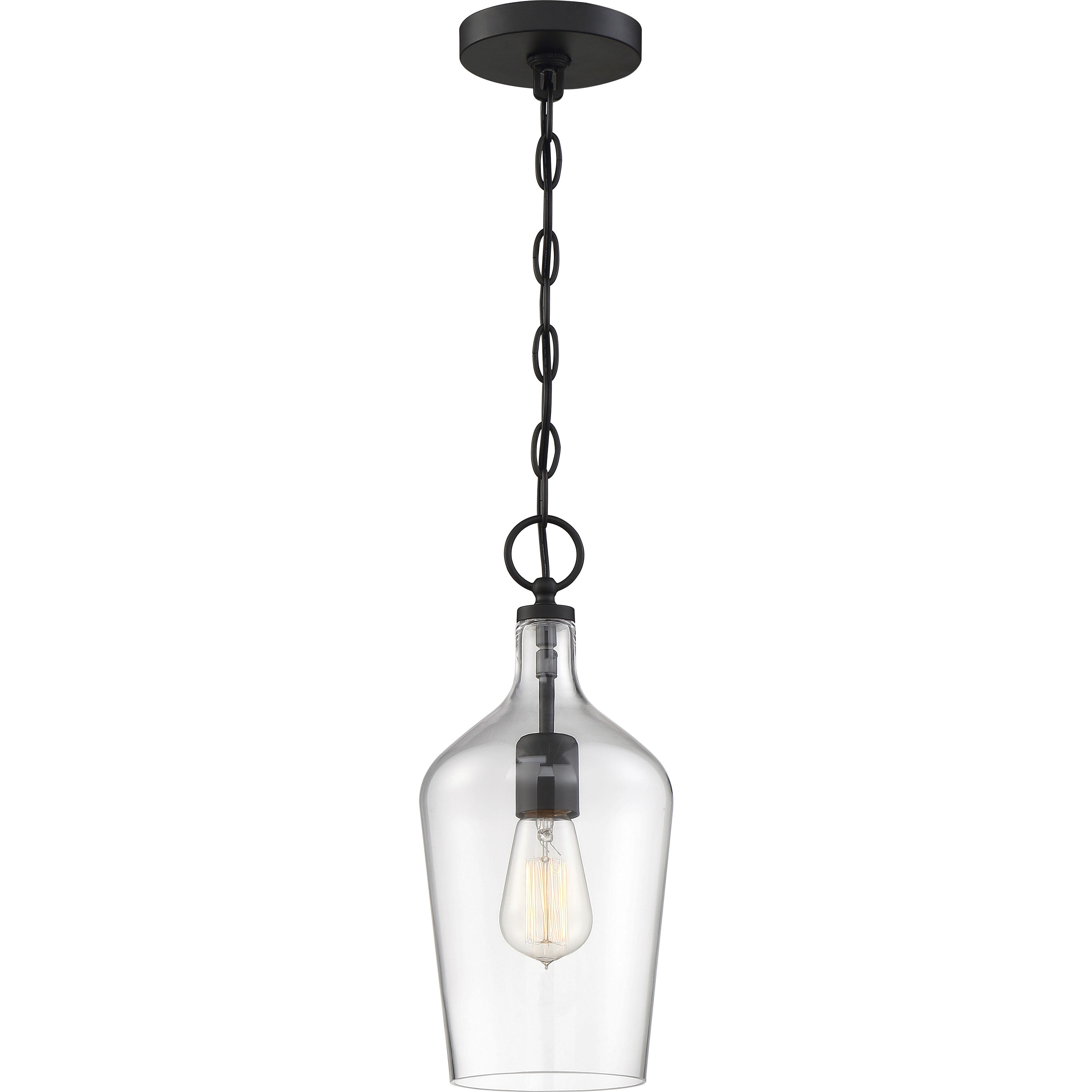 Hartley 1 Light 7 inch Matte Black and Clear Pendant Ceiling Light