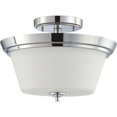 Bento 3 Light 13 inch Polished Chrome and Satin White Semi Flush Mount Ceiling Light