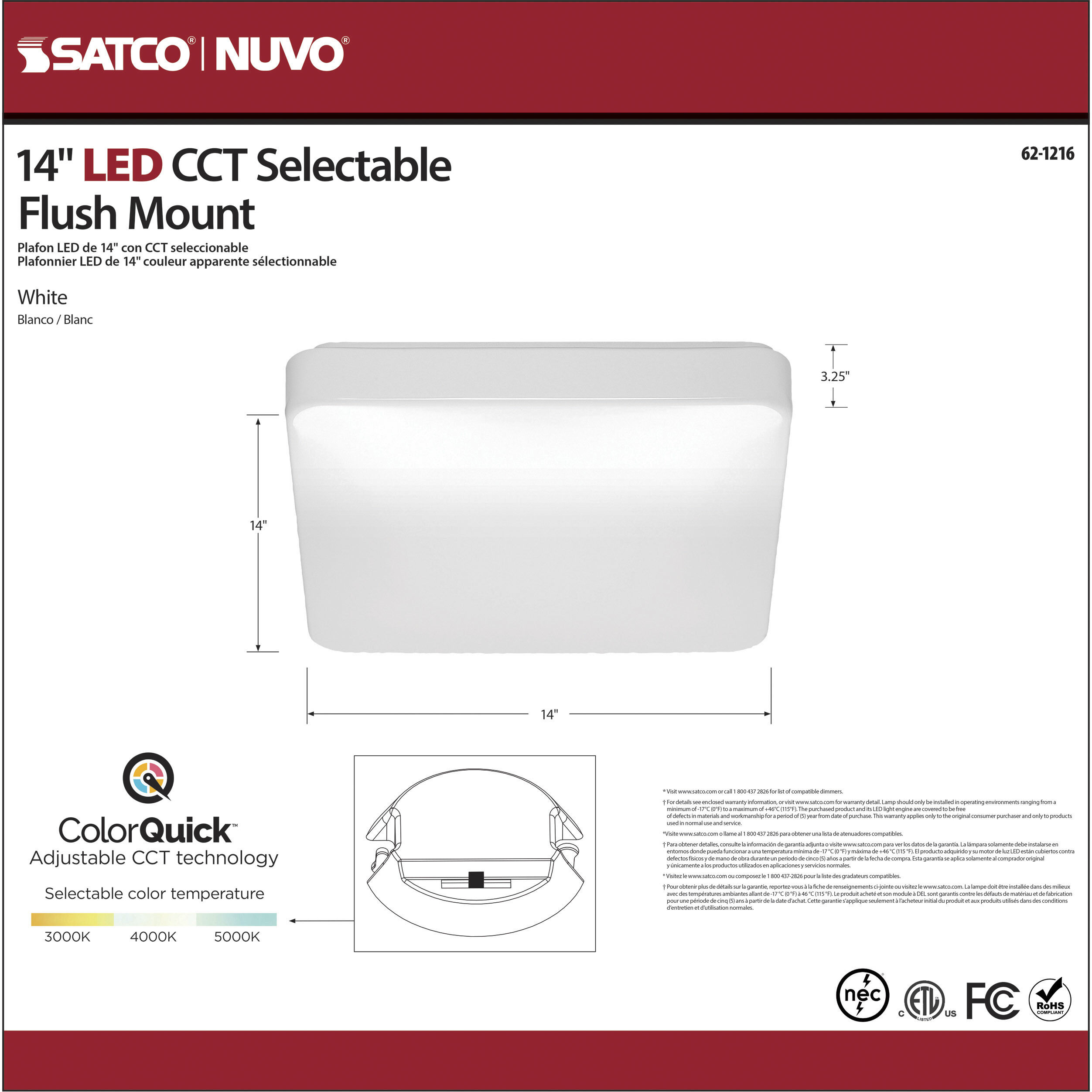 Cloud LED 14 inch White Flush Mount Ceiling Light