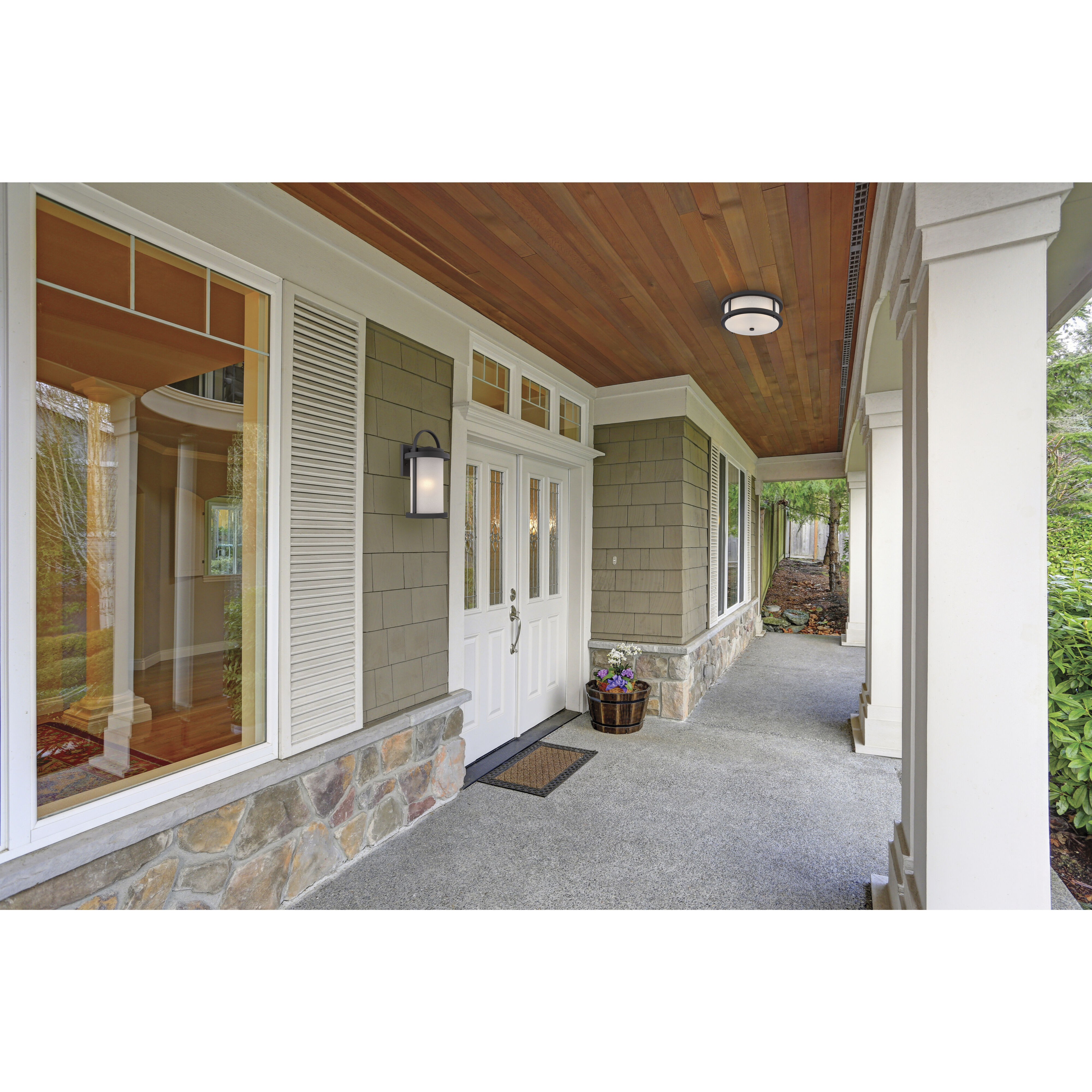 Willis LED 18 inch Textured Black and Antique White Outdoor Wall Light