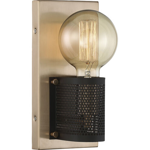 Passage 1 Light 5 inch Copper Brushed Brass and Black Wall Sconce Wall Light