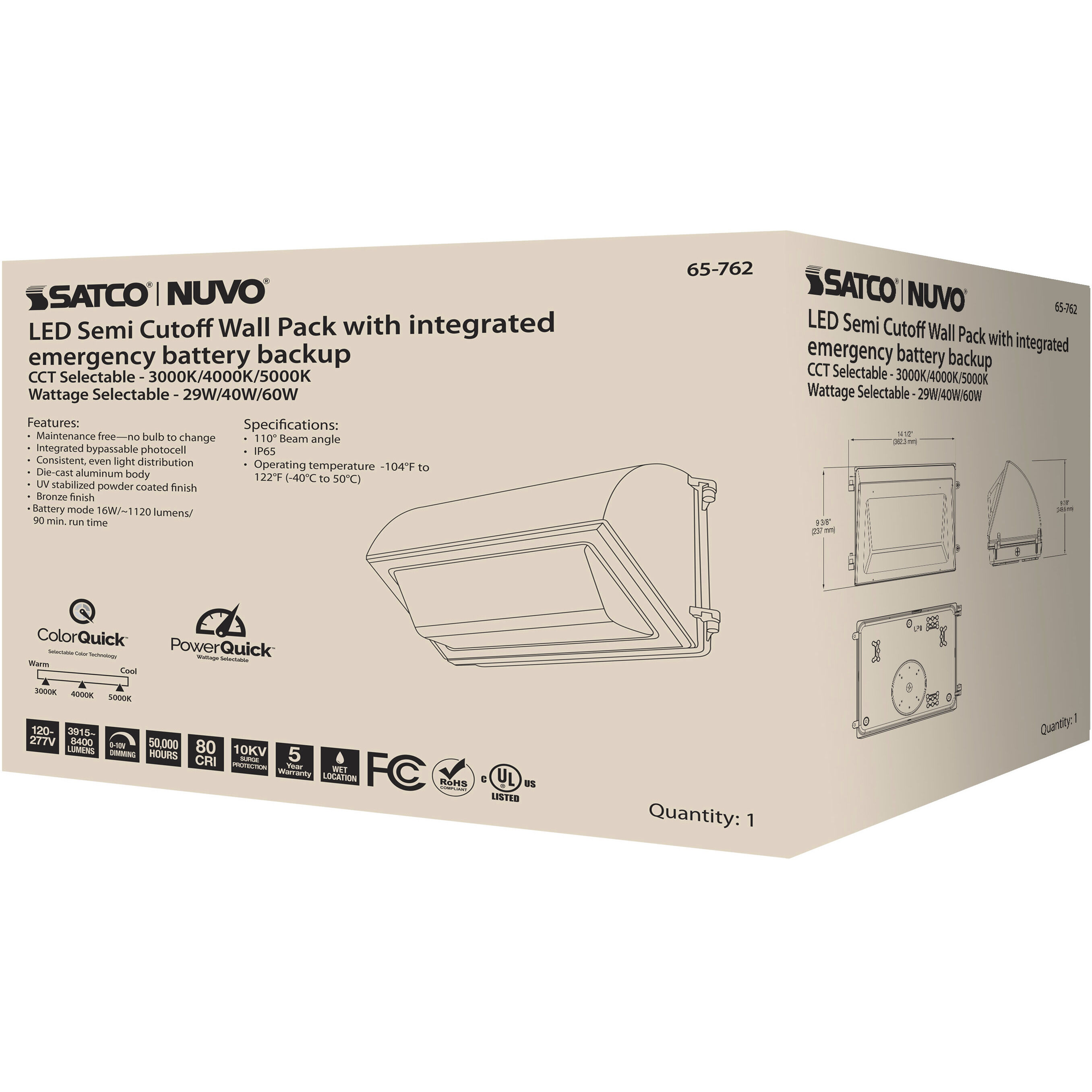 Brentwood LED 14 inch Bronze Wall Pack Wall Light