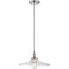 Vintage 1 Light 14 inch Polished Nickel Pendant Ceiling Light