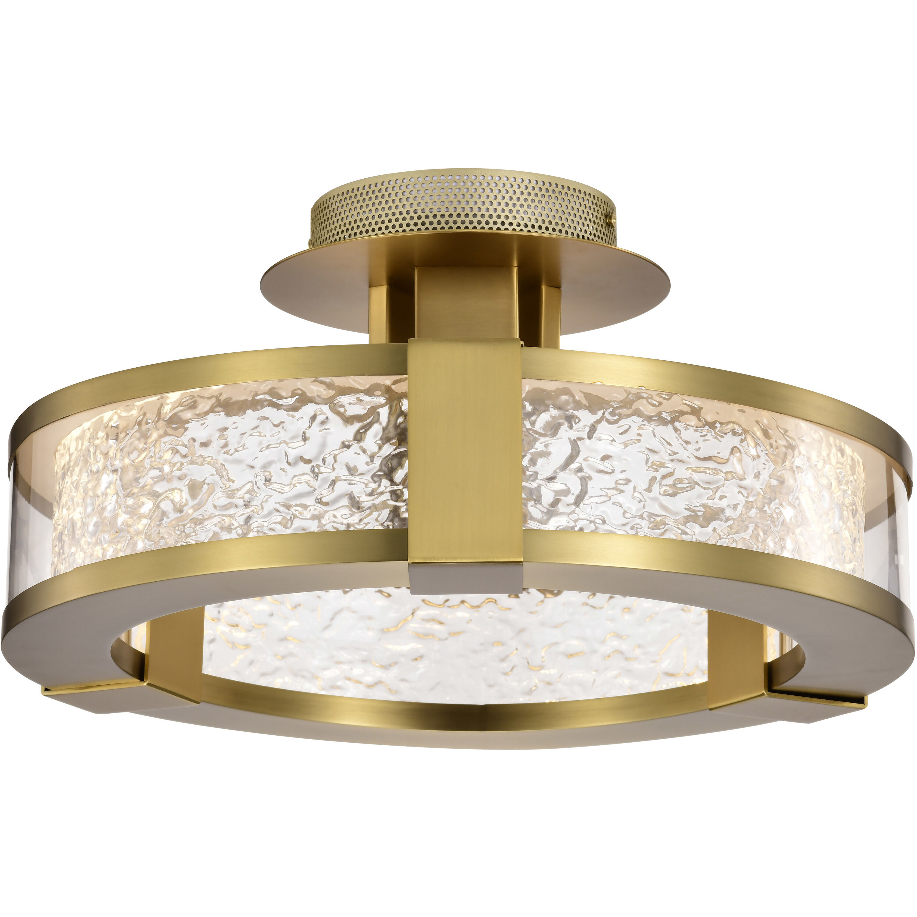 Darrow LED 13.75 inch Vintage Brass Semi Flush Mount Ceiling Light