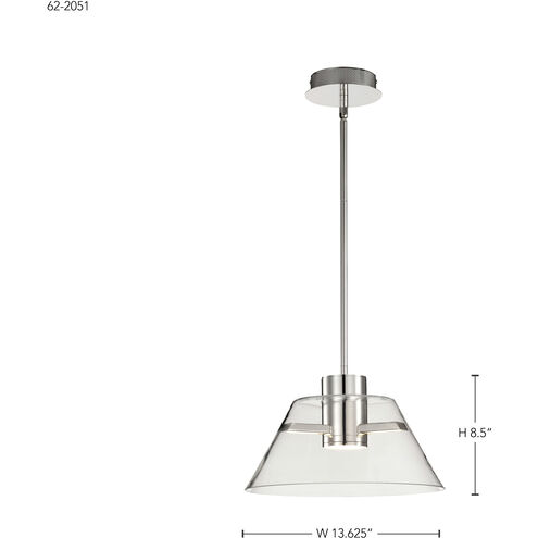Edmond LED 13.63 inch Polished Nickel Pendant Ceiling Light